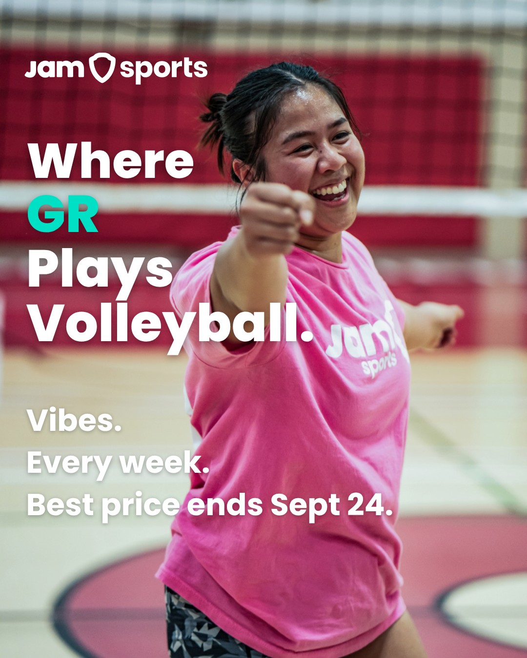 JAM Sports Grand Rapids Facebook ad: BEGINNER FRIENDLY VOLLEYBALL LEAGUES