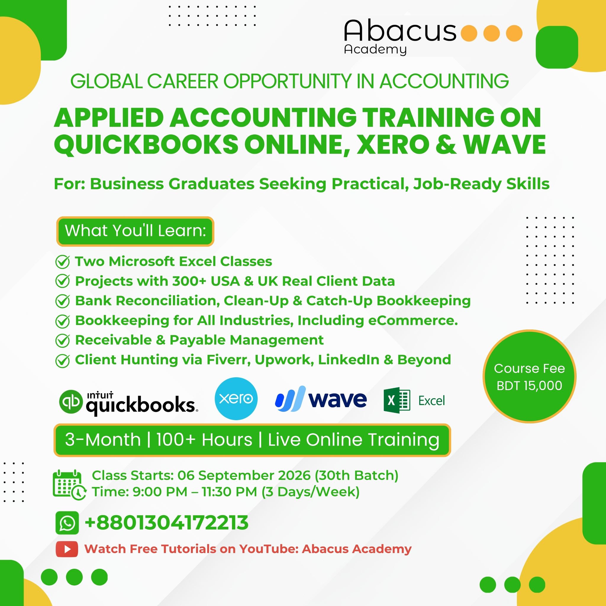 Abacus Academy Facebook ad: Accounting & Finance পেশাজীবী এবং Business Studies…