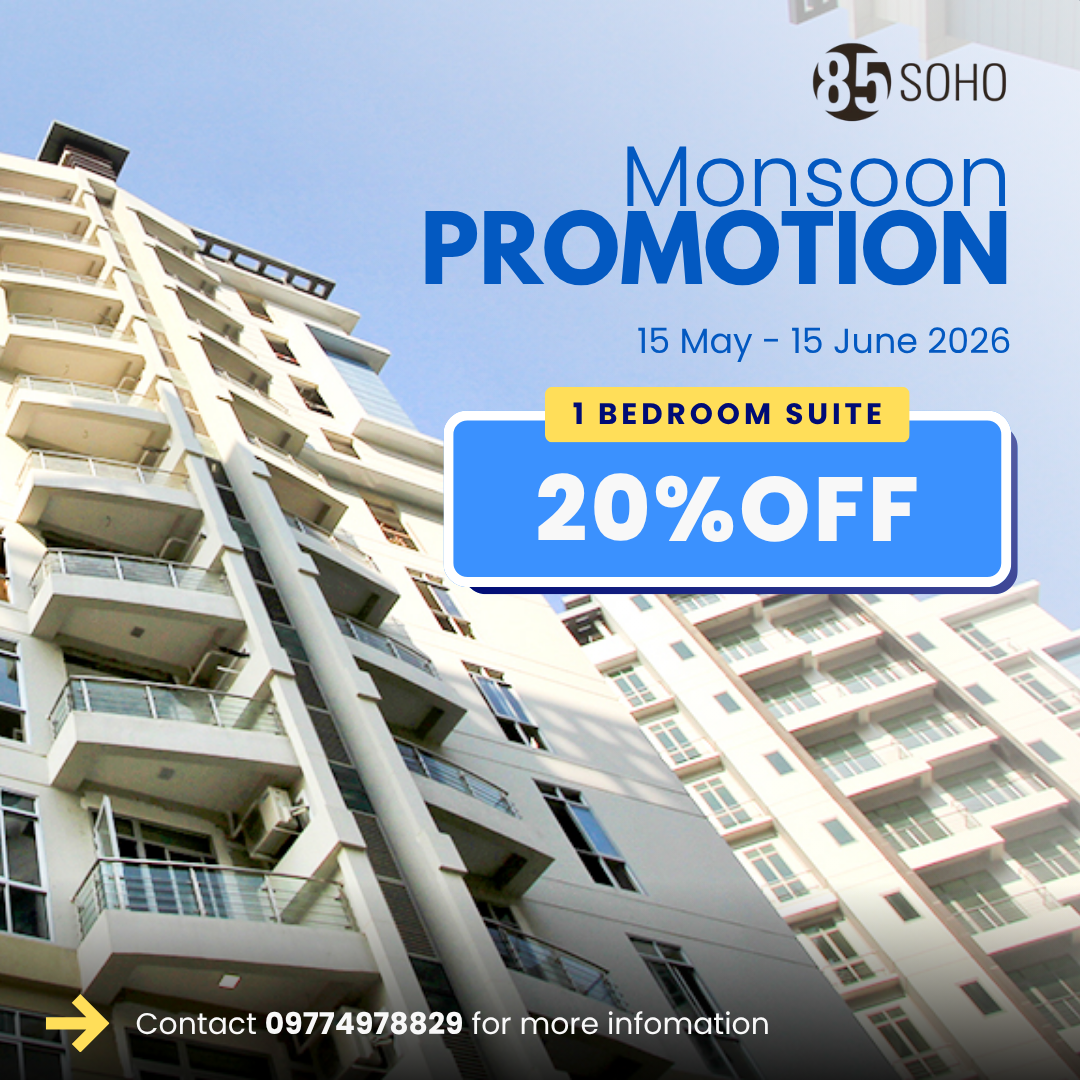 85 SOHO Yangon Facebook ad: Monsoon Special Staycation Deal at 85 Soho