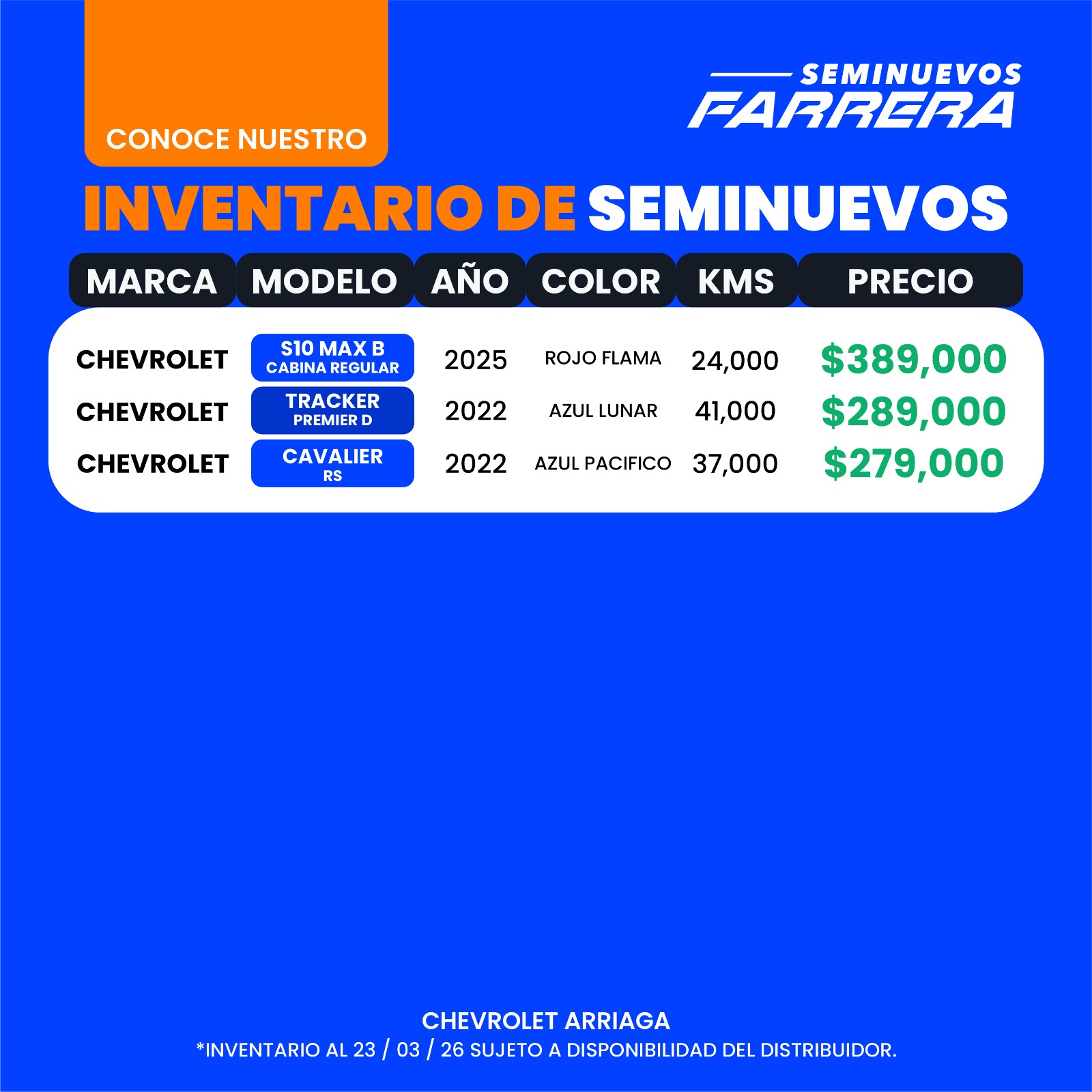 Chevrolet Sucursal Arriaga Facebook ad: ¡Cotiza Aquí!