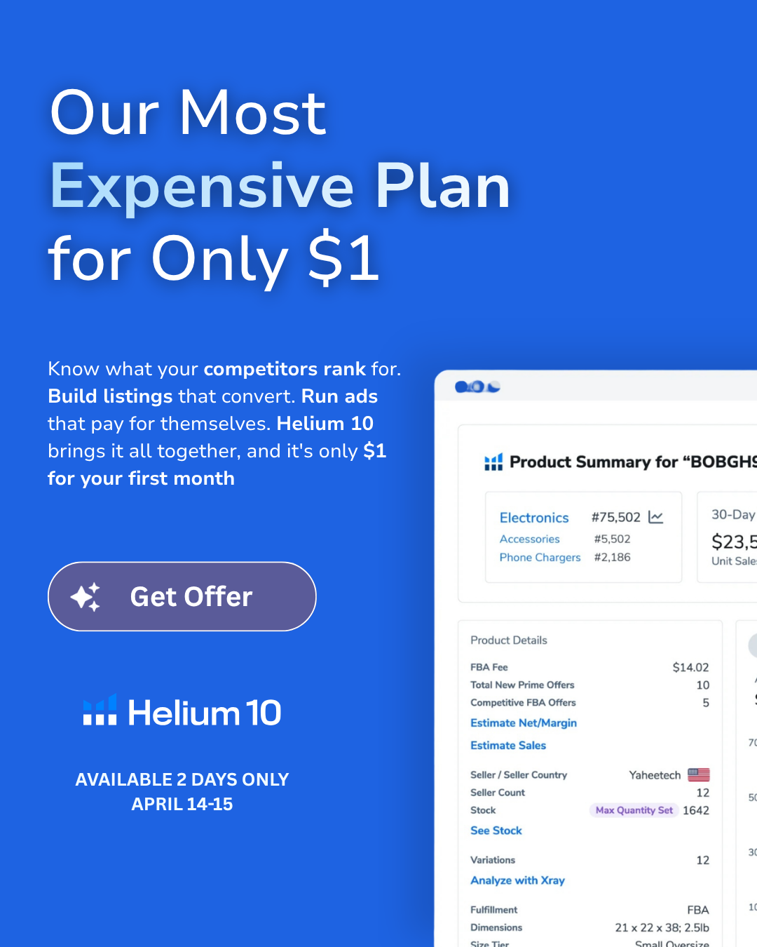 Helium 10 Facebook ad