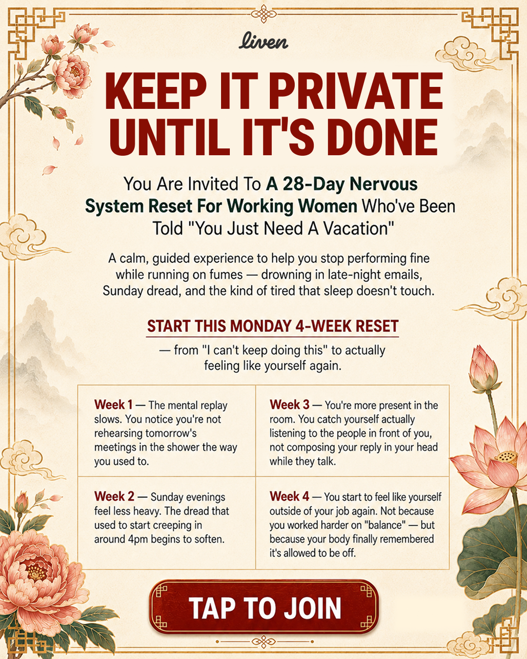 Liven: Self-Discovery Community Facebook ad