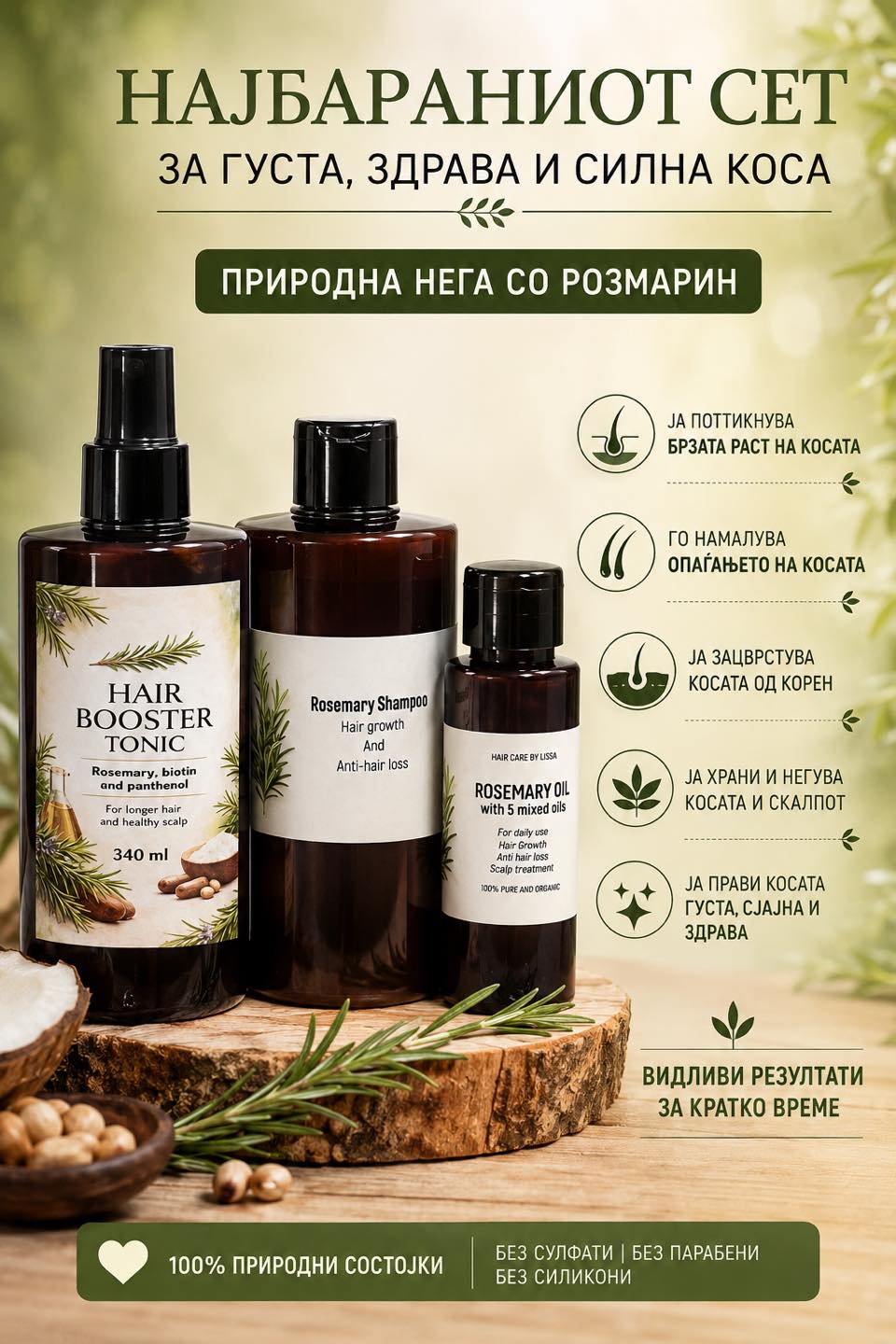 Natureal Face Cream & Hair Care by Lissa Facebook ad: НАЈБАРАНИОТ СЕТ ЗА КОСА