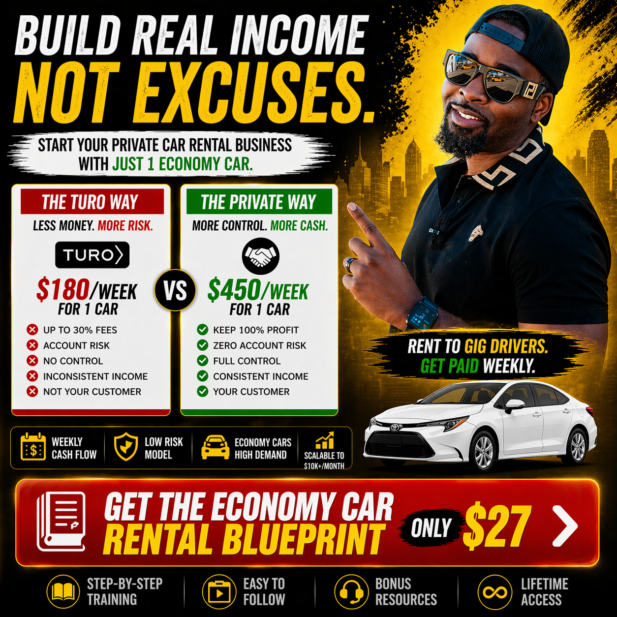 MTB Car Rental Academy Facebook ad: Build a $10,000/Month Car Rental Income
