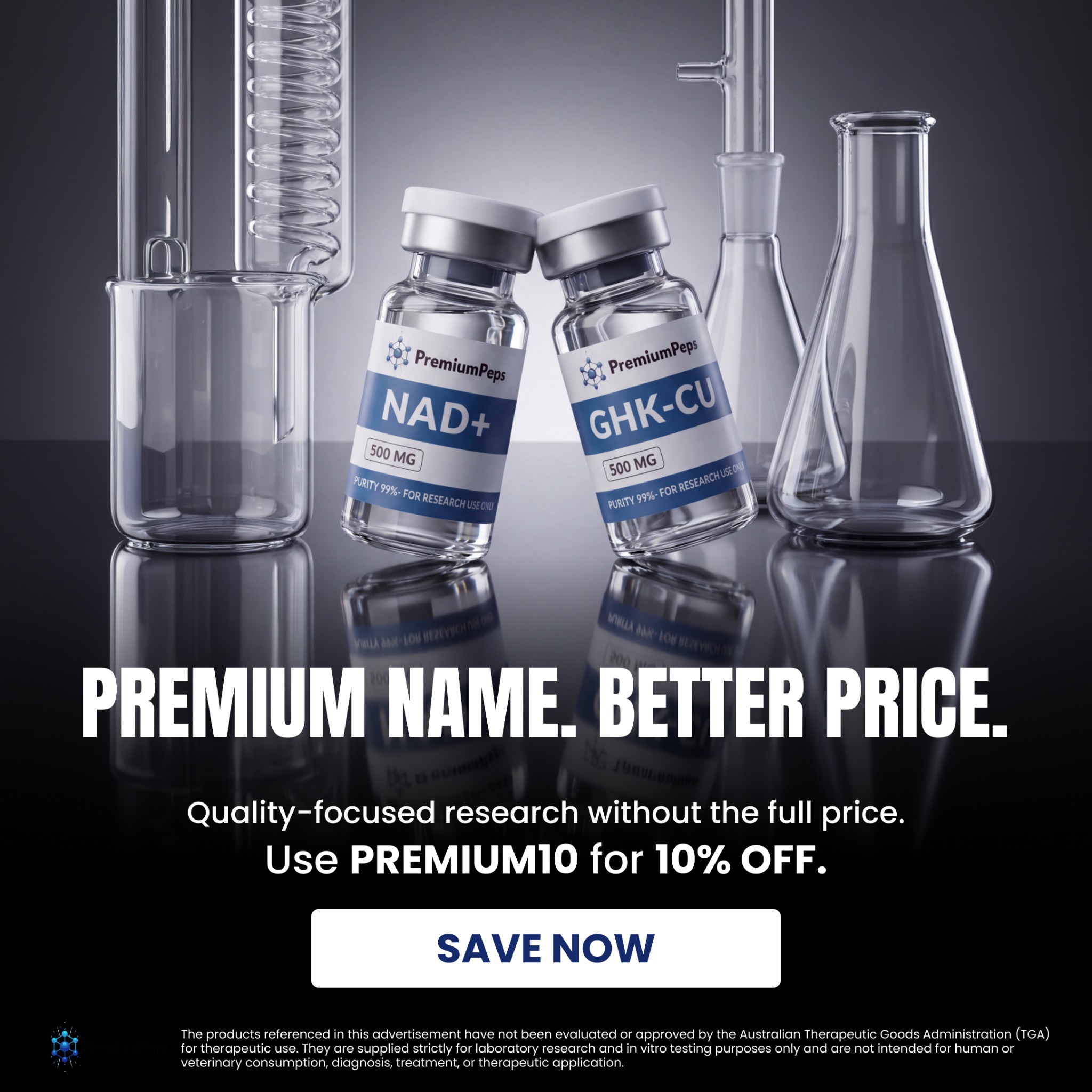 Premium Peptides Facebook ad: Explore PremiumPeps