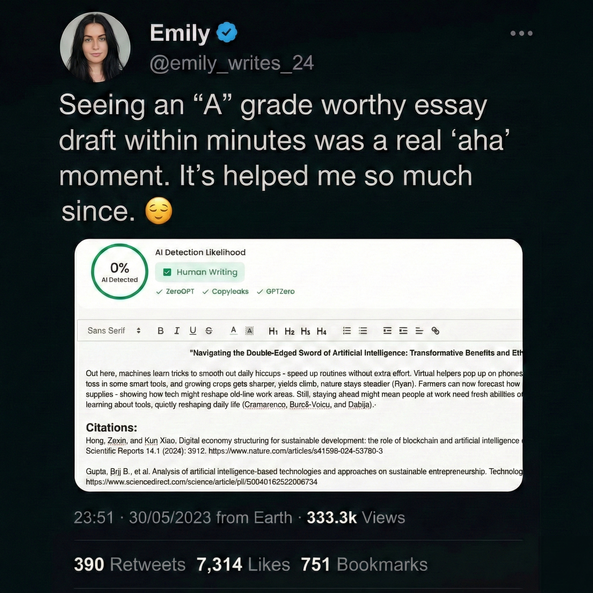 Writeless AI Facebook ad