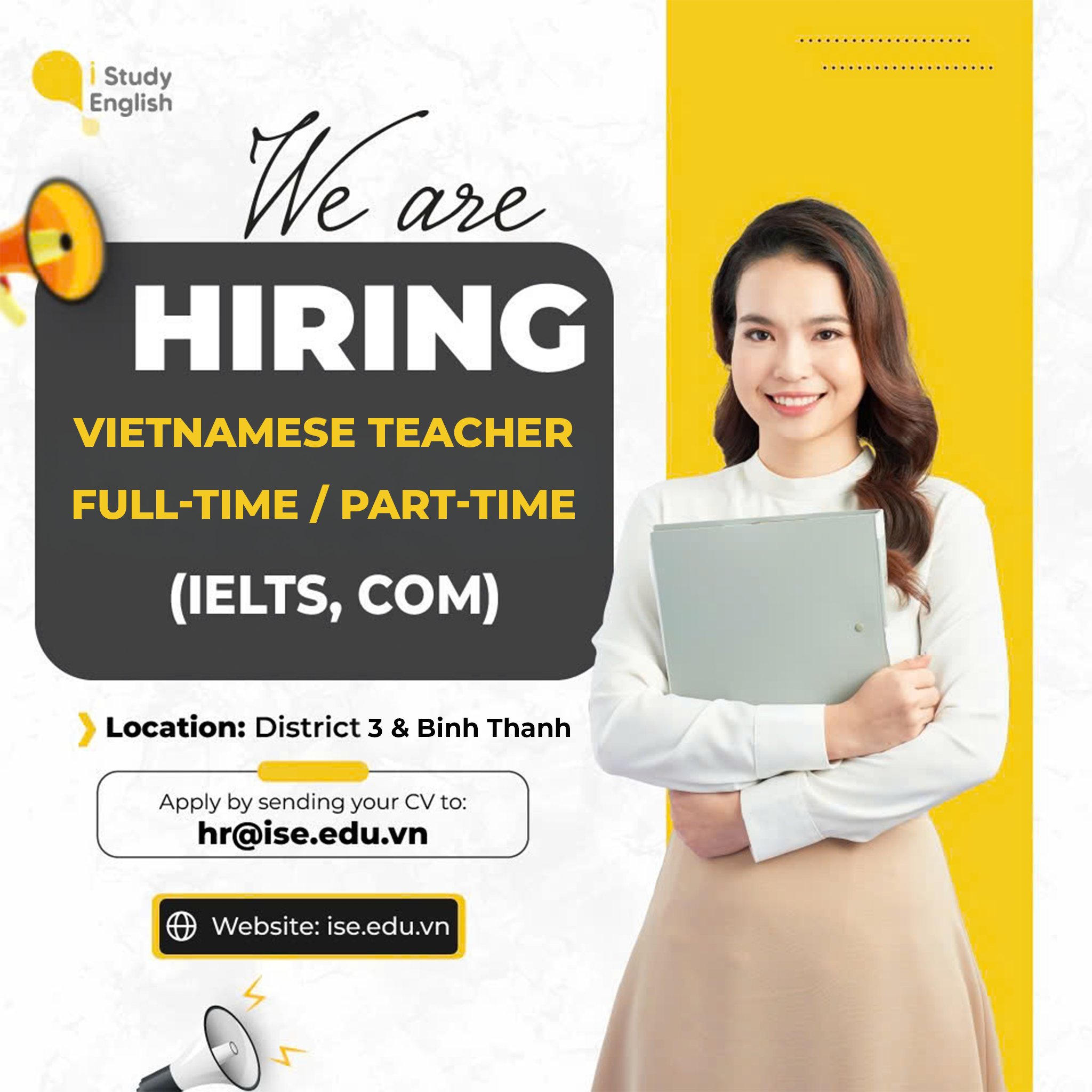 I Study English - Tiếng Anh cá nhân hoá Facebook ad: ISE Tuyển Dụng - GIÁO VIÊN IELTS/ COMMUNICATION