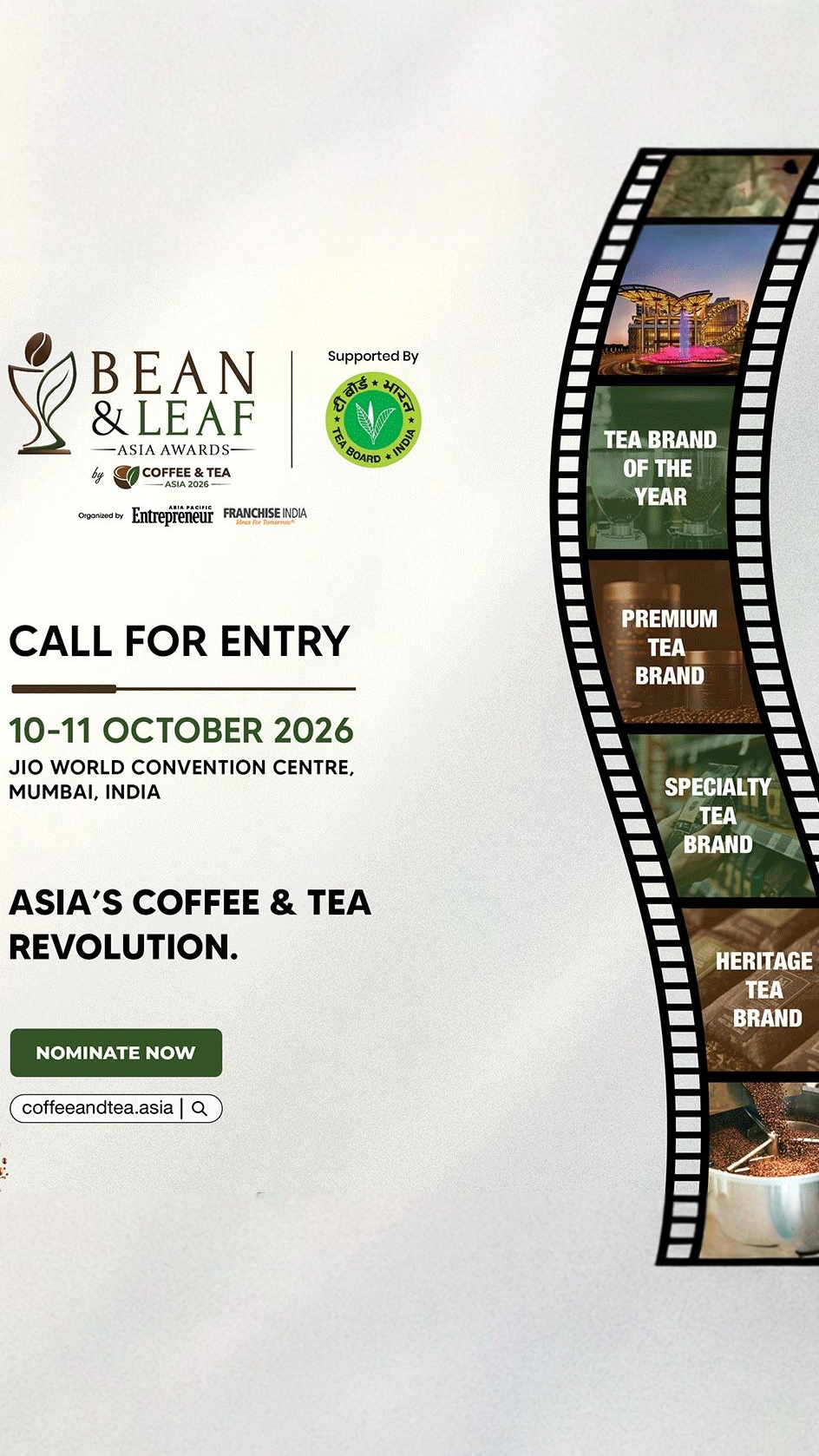 restaurantindia.in Facebook ad: Bean & Leaf Asia Awards 2026 By Coffee & Tea Asia…