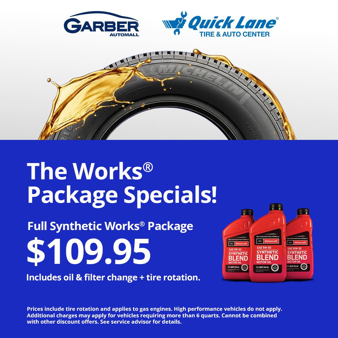 Garber Automall Facebook ad: Oil Change & Tire Rotation