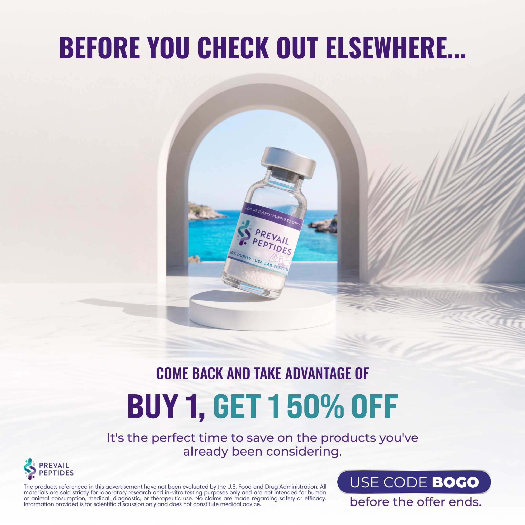 Prevail Labs Facebook ad: Buy 1, Get 1 50% Off