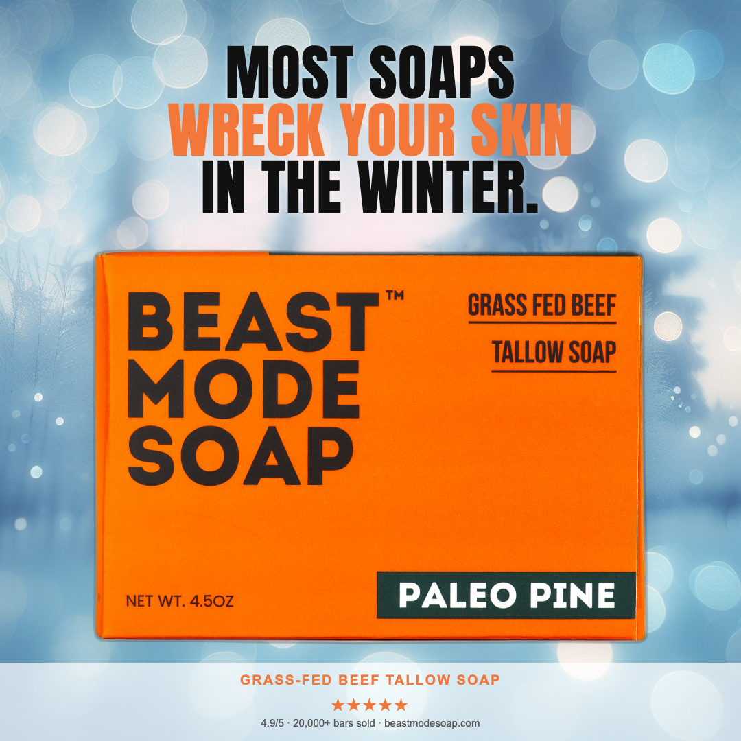 Beast Mode Soap Facebook ad: Winter Wrecks Your Skin. Your Soap Doesn't Help.