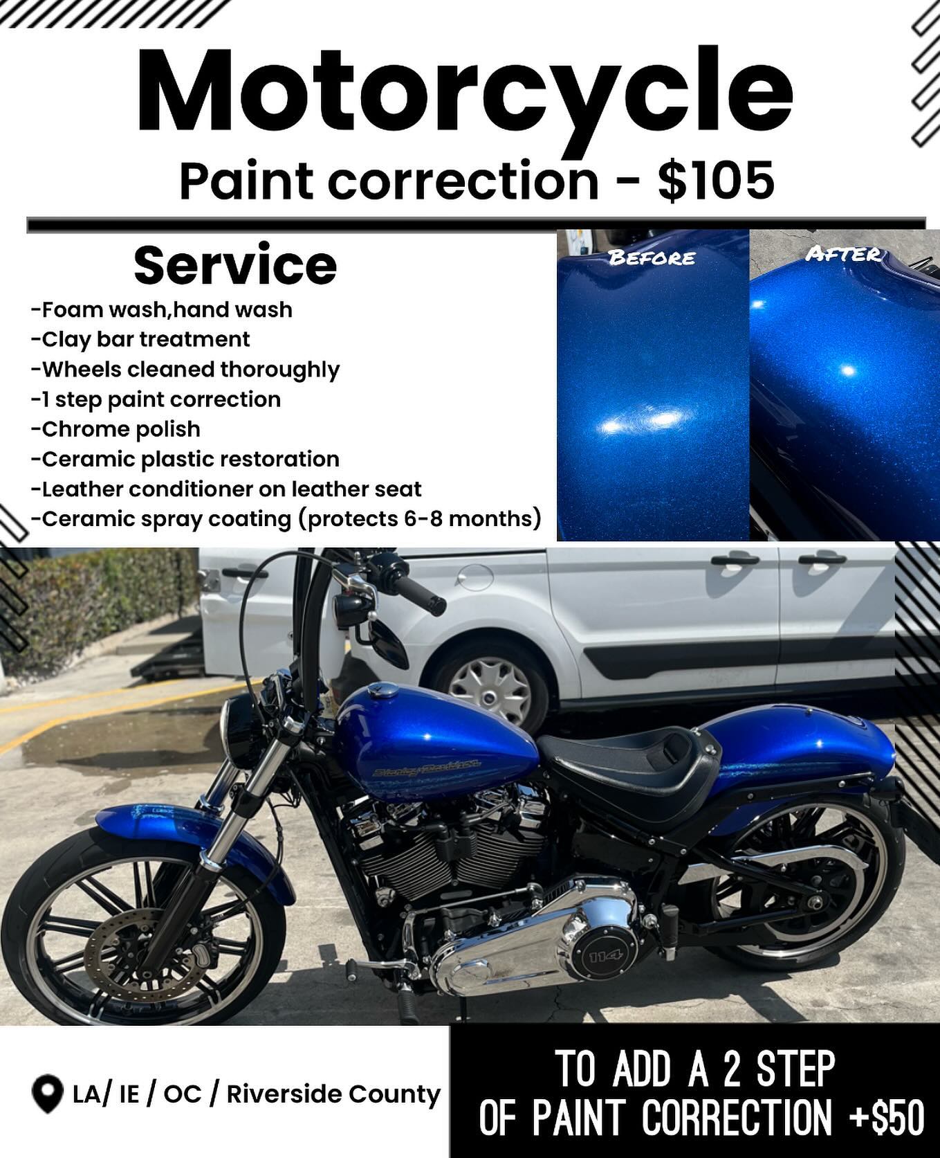 Top Notch Mobile Detailing Facebook ad: Attention motorcycle owners