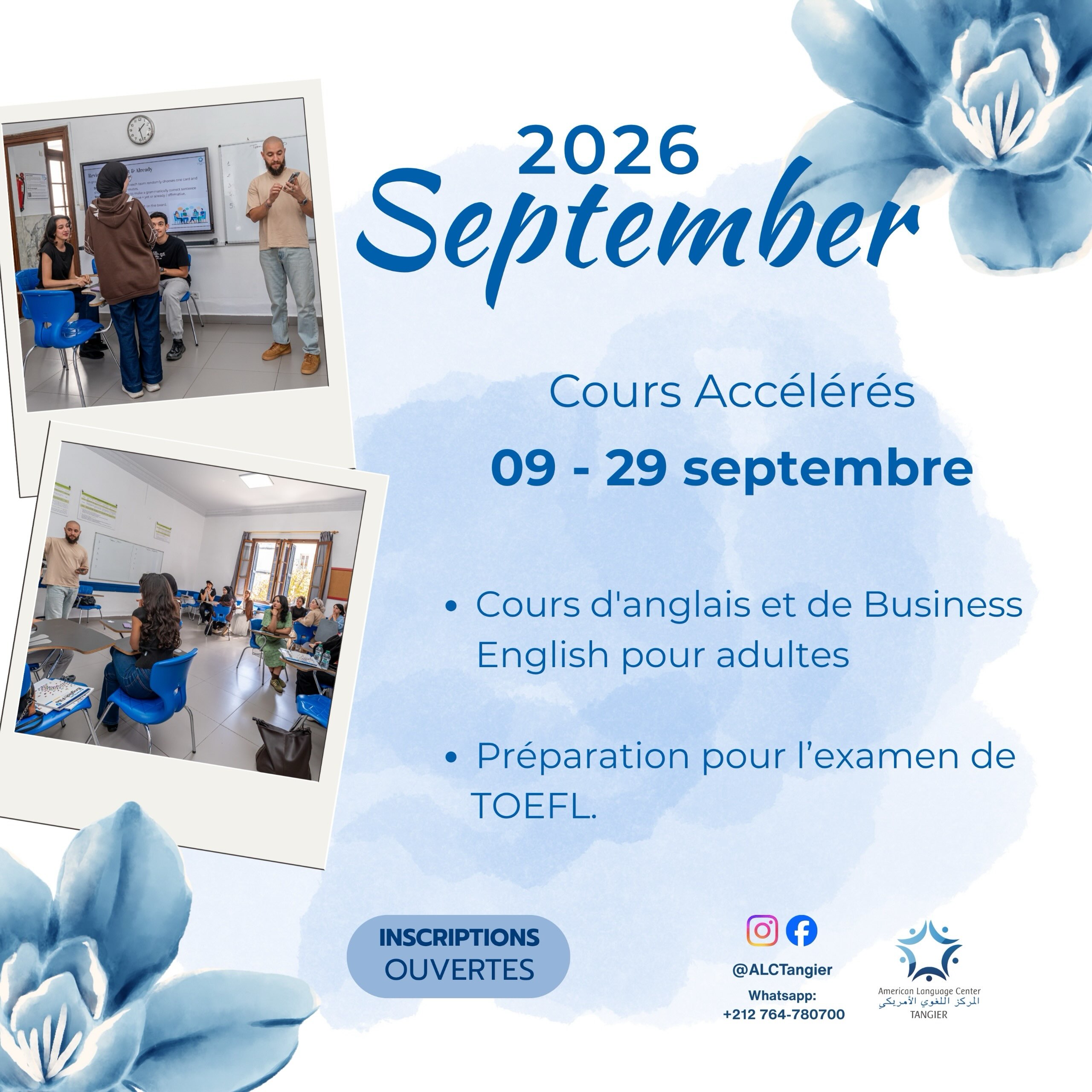 ALC Tangier - American Language Center Facebook ad: يقدم المركز اللغوي الأمريكي خلال دورة شتنبر دروس…