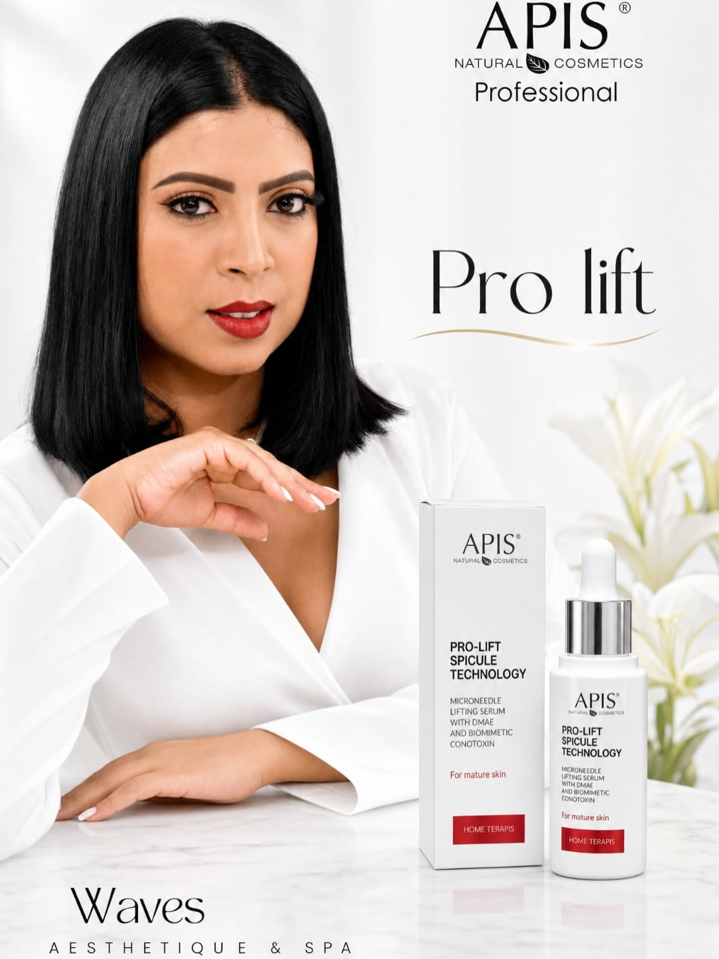 Waves Esthetique & Spa Ebene Facebook ad: Apis Pro-Lift Spicule Technology is an advanced anti-aging…