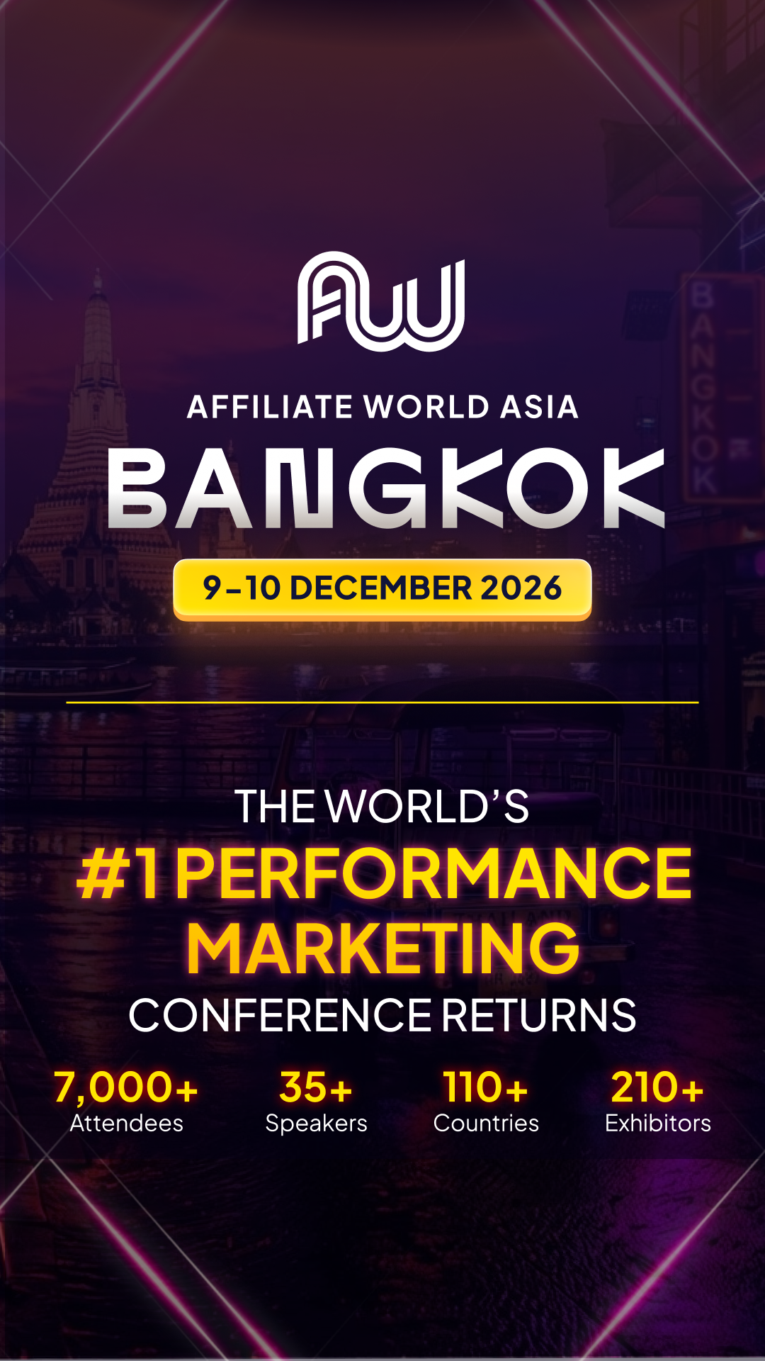 Affiliate World Conferences Facebook ad: 7,000+ Marketers. Two Days of Opportunity.
