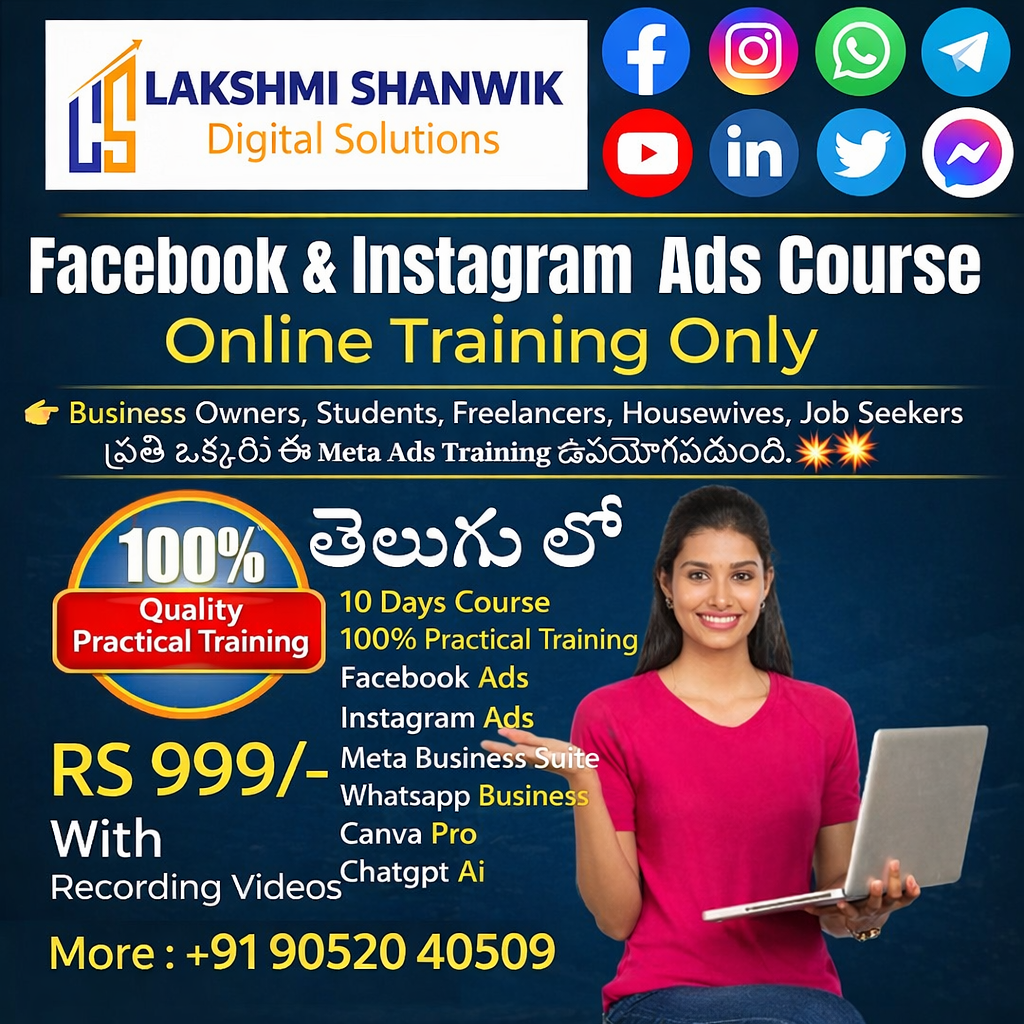 Digital Spark by Lakshmi Shanwik Facebook ad: 100% Practical FB & INSTA Ads Course Trining