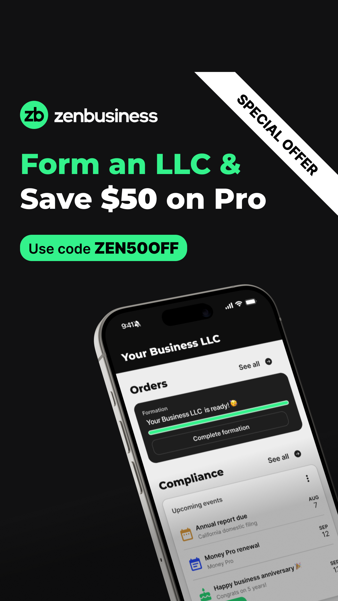 ZenBusiness Facebook ad