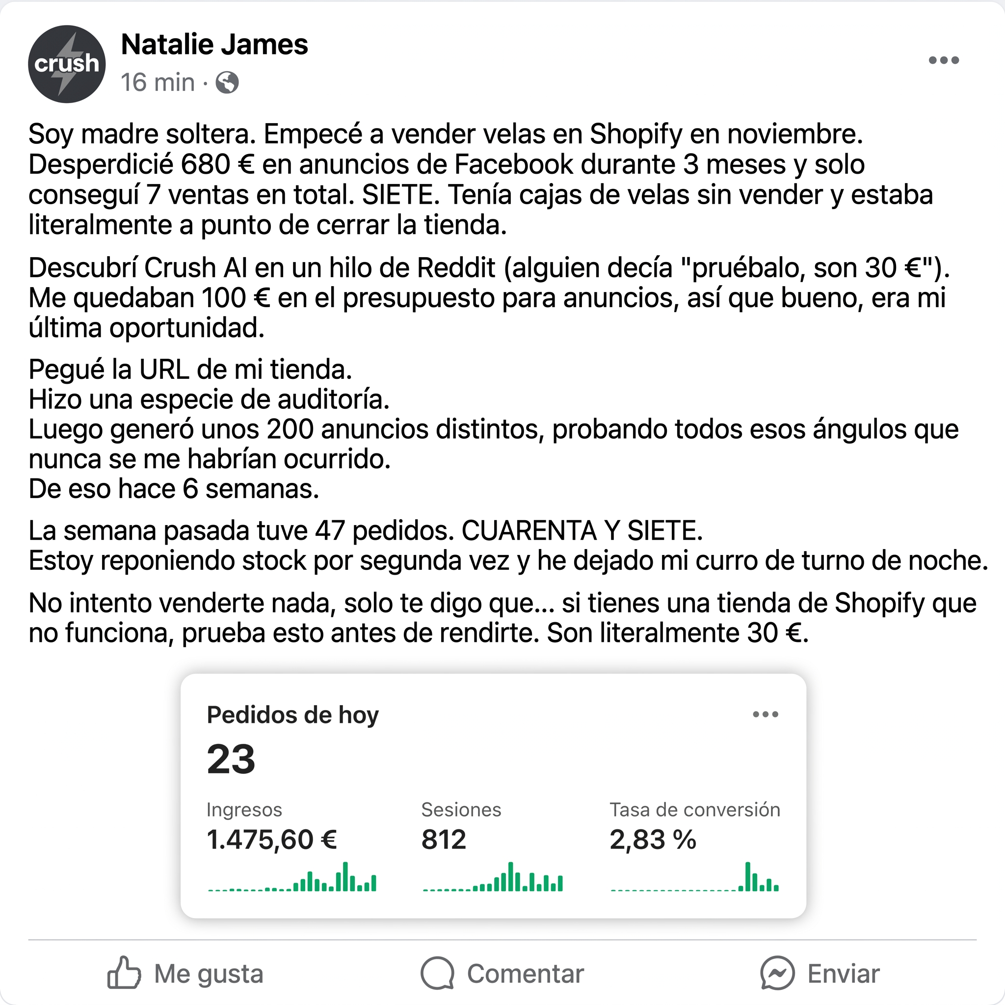 trycrush.ai Facebook ad