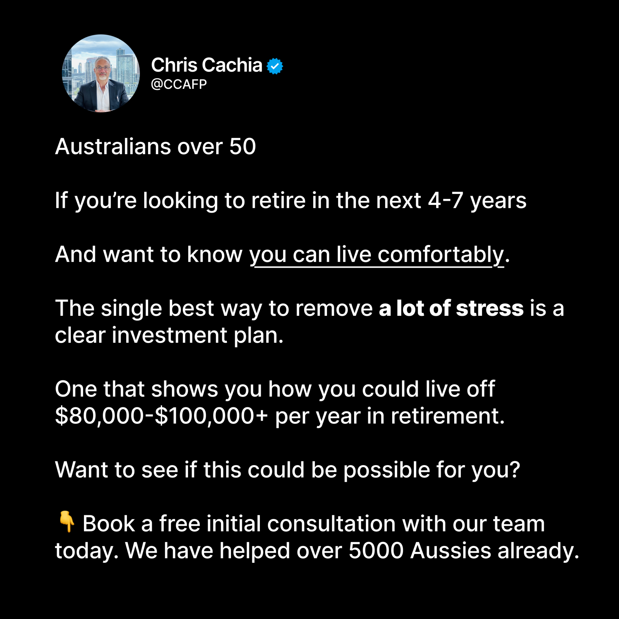 CCA Financial Planners Facebook ad: See If Your Retirement Is On Track