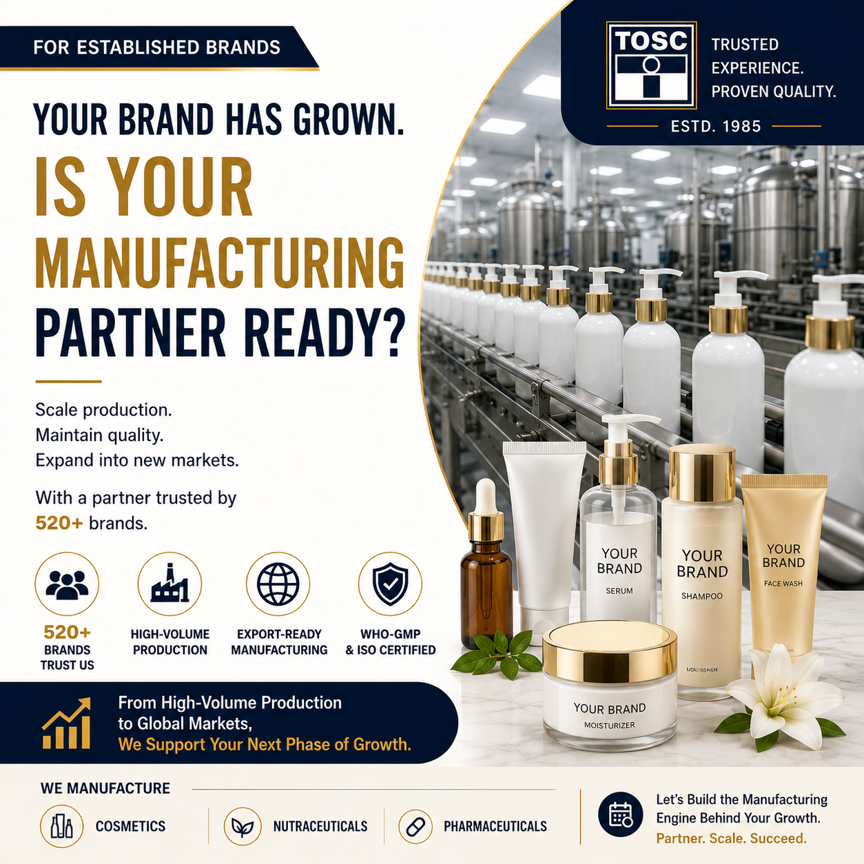 TOSC Facebook ad: Growing a cosmetic brand requires more than great…