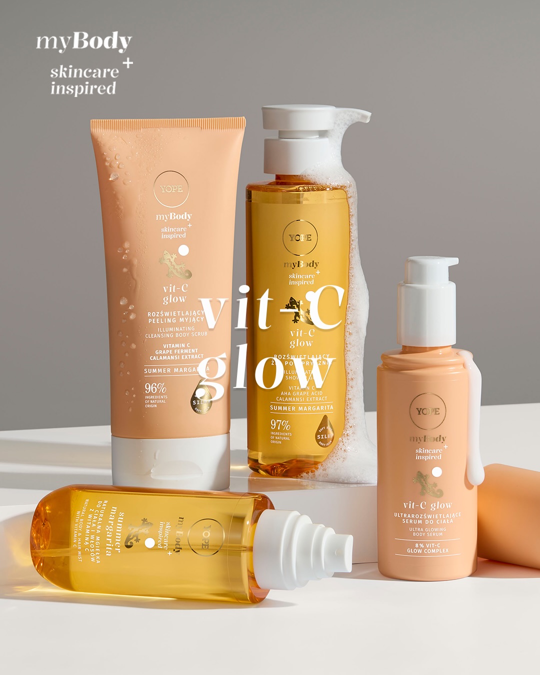 YOPE Facebook ad: ROZŚWIETLENIE, KTÓRE POTRAFI WIĘCEJ myBody VIT-C GLOW