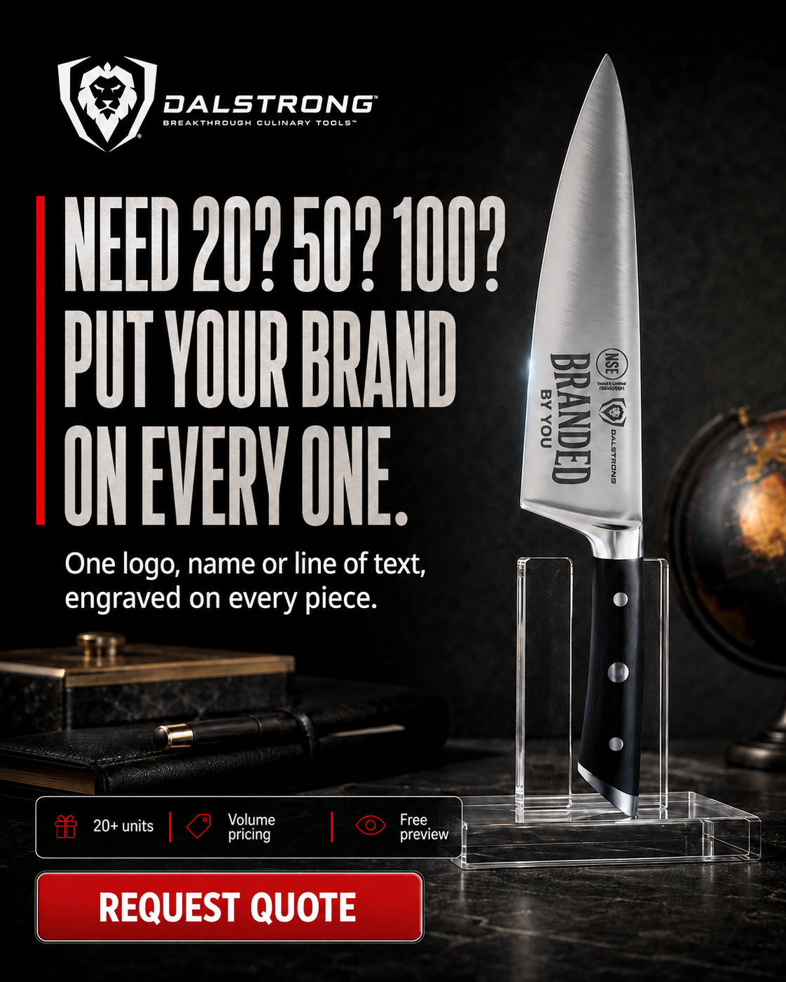 Dalstrong Facebook ad: Bulk Engraved Gifts, One Logo