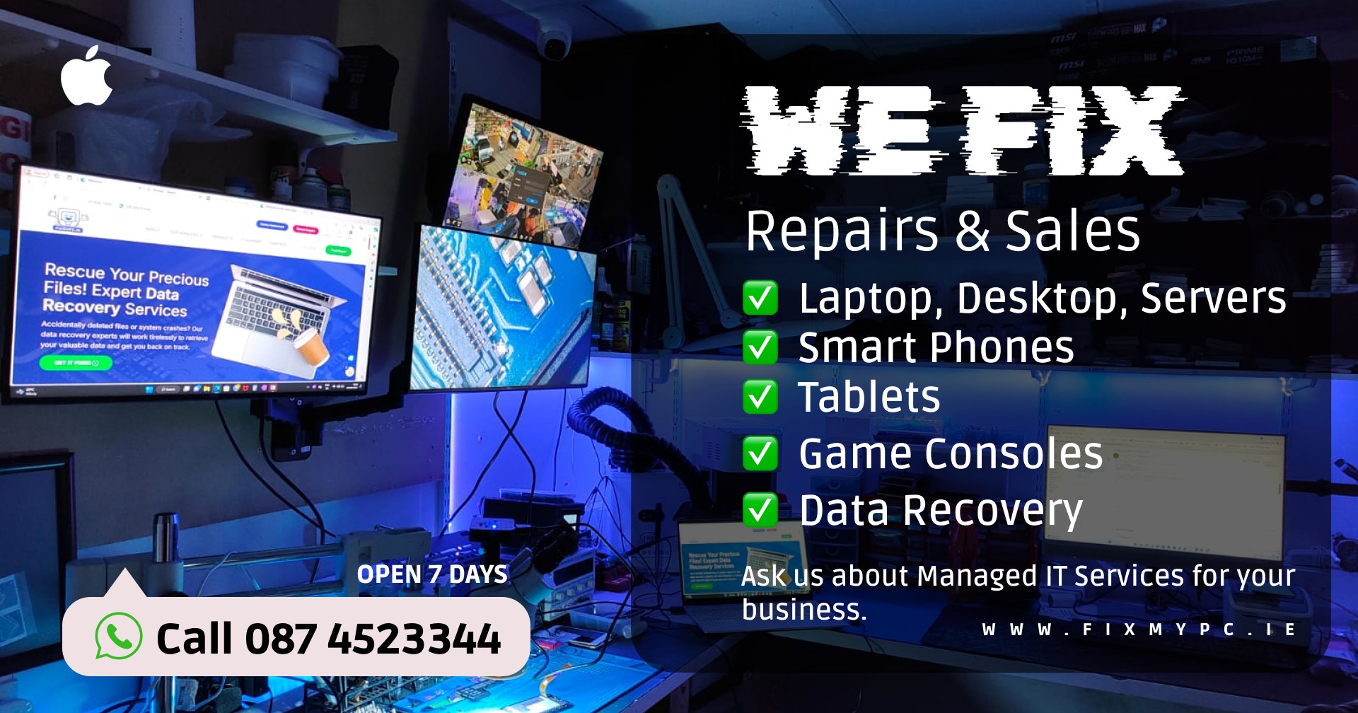 F I X M Y P C - Computer Repair & Managed I T Services Facebook ad: Need a tech fix?