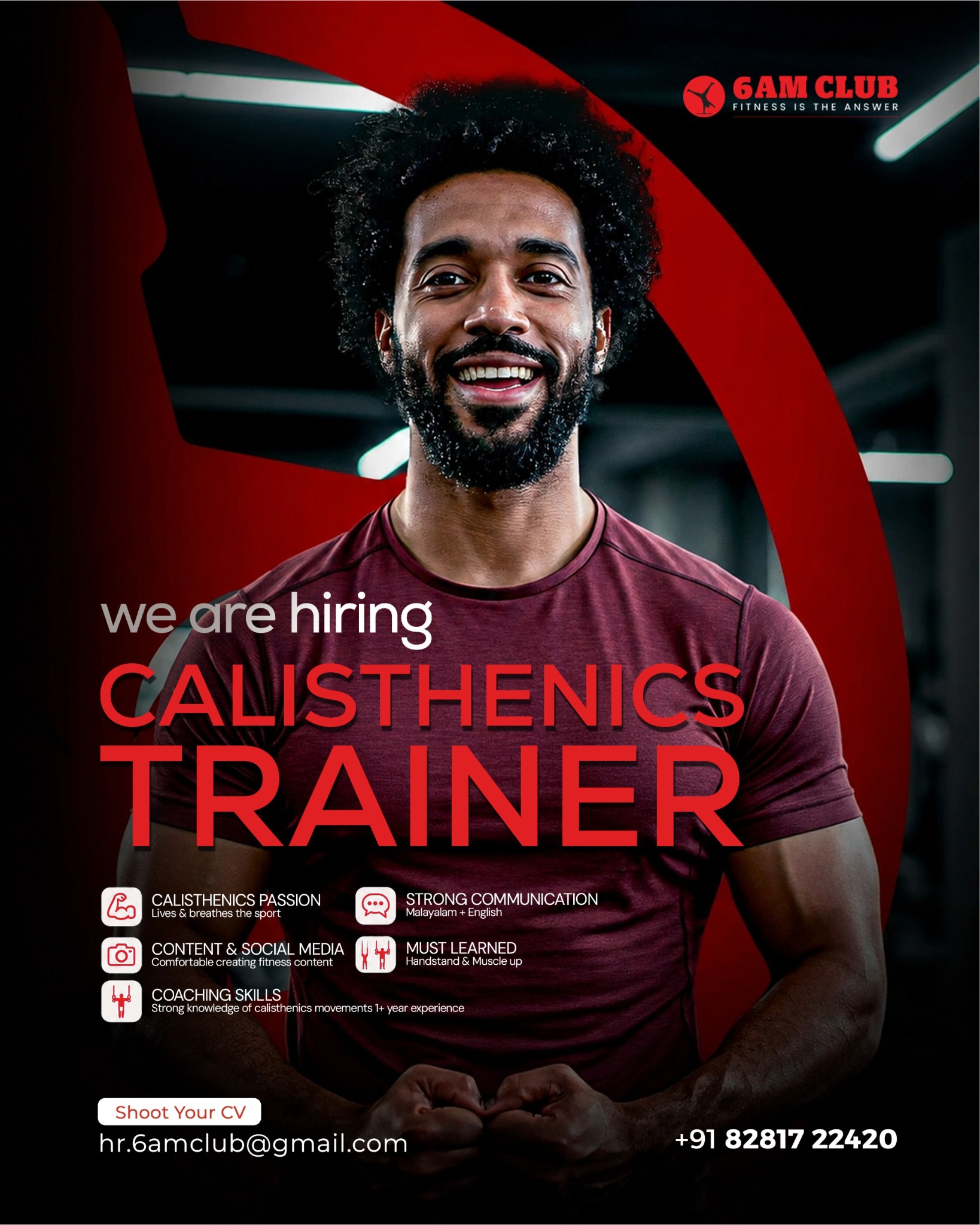 6AM CLUB Facebook ad: We’re Hiring: Calisthenics Trainer