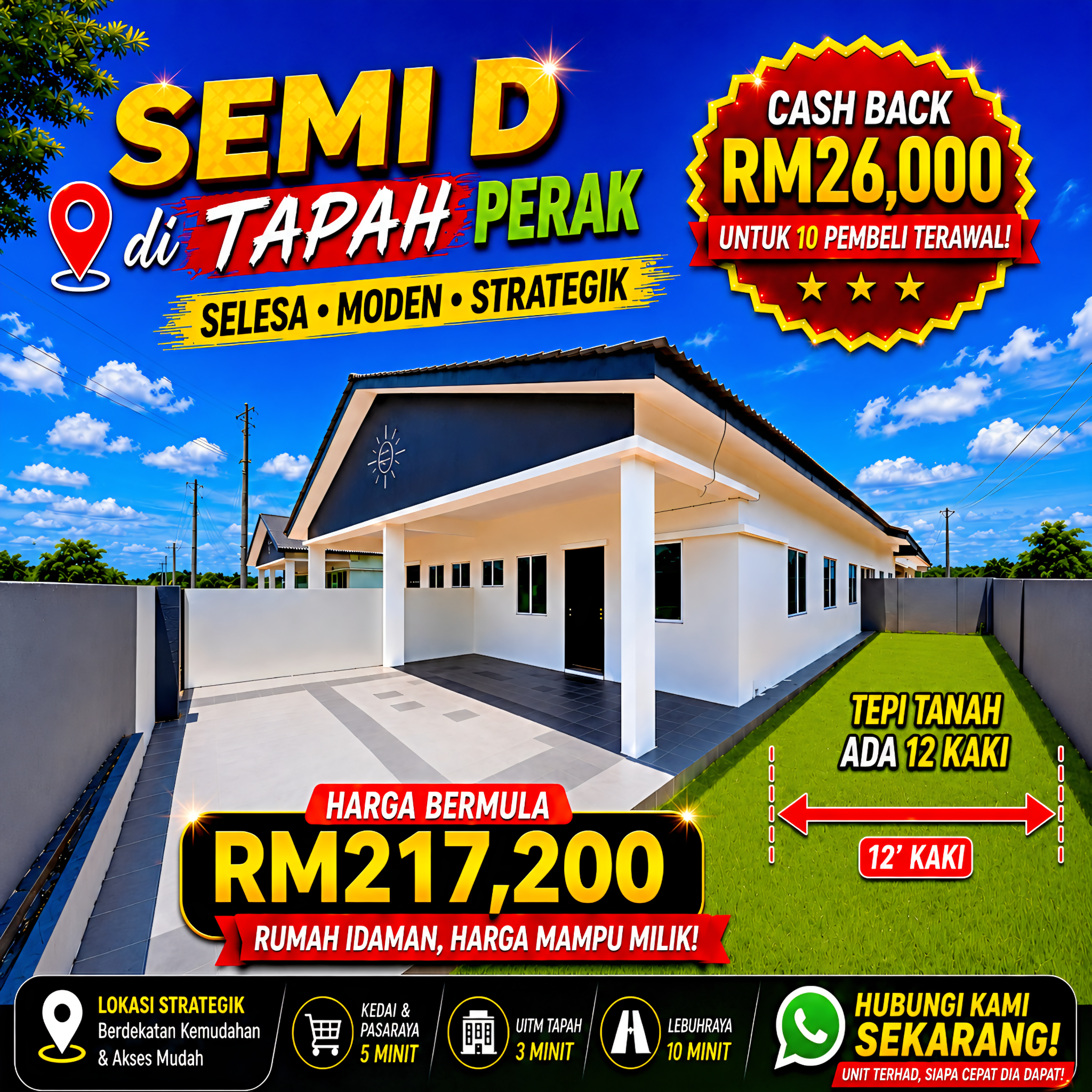 Global Mate Group Facebook ad: CASH BACK RM26,000, Bulanan RM950