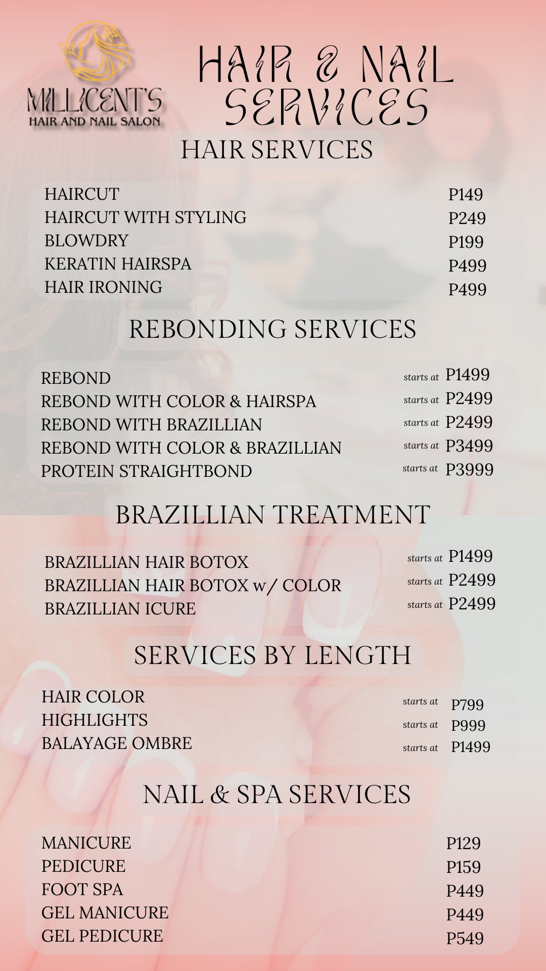 Millicent's Hair and Nail Salon Facebook ad: Time to Treat Yourself!