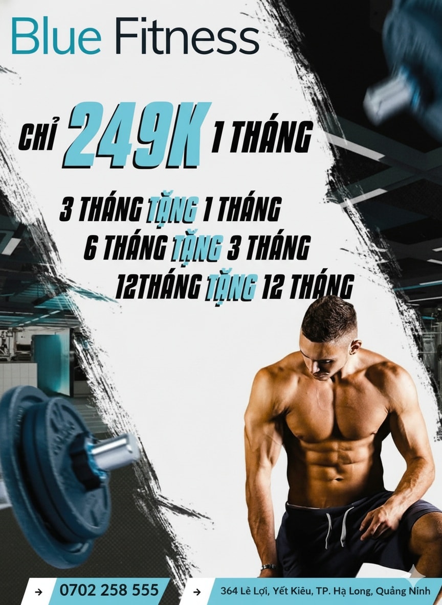 Blue Fitness Facebook ad: Blue Fitness, Ưu Đãi Siêu Hot Chỉ 249k/Tháng