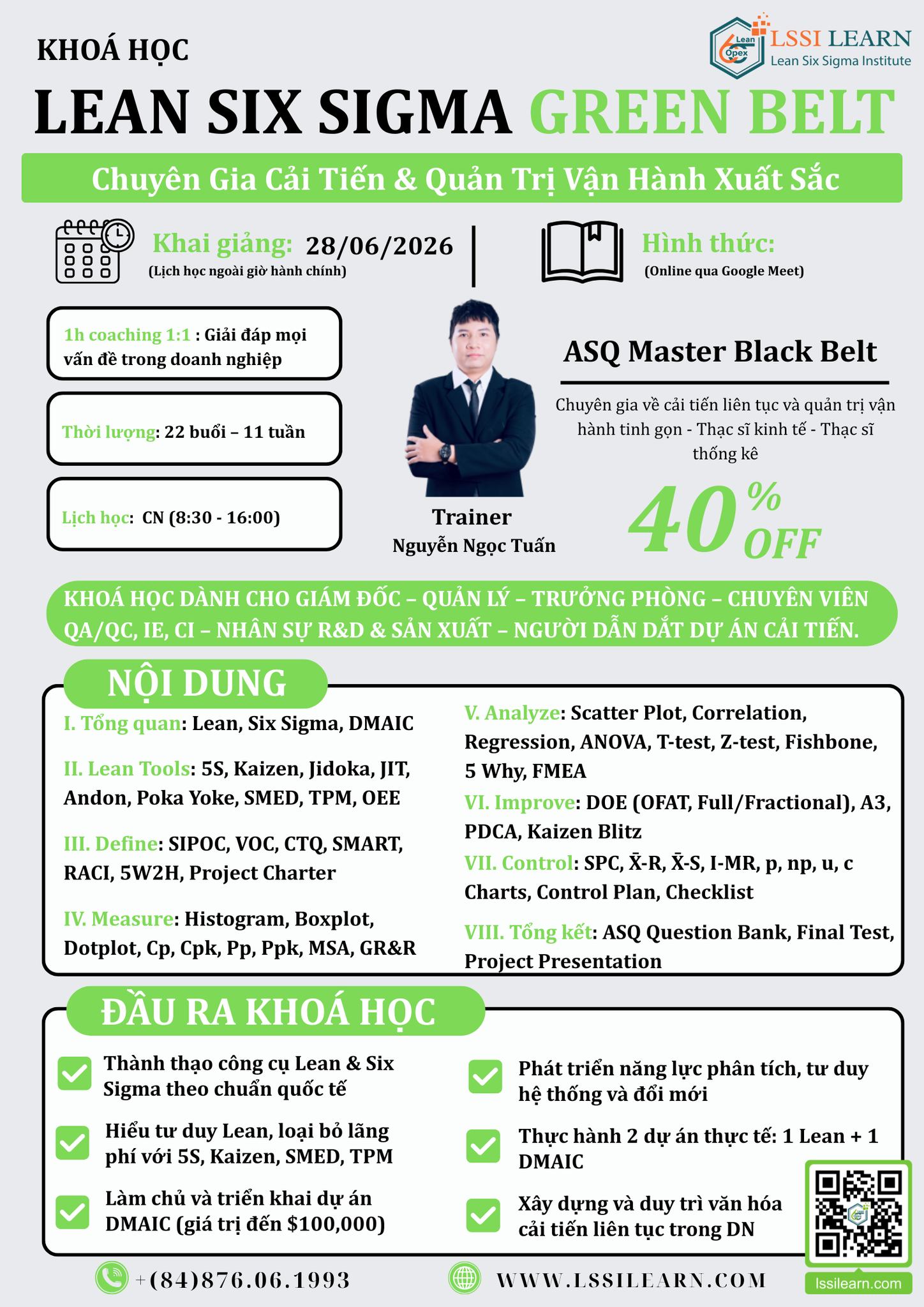 Quản Trị Vận Hành Xuất Sắc - LSSI LEARN Facebook ad: KHÓA HỌC: LEAN SIX SIGMA GREEN BELT