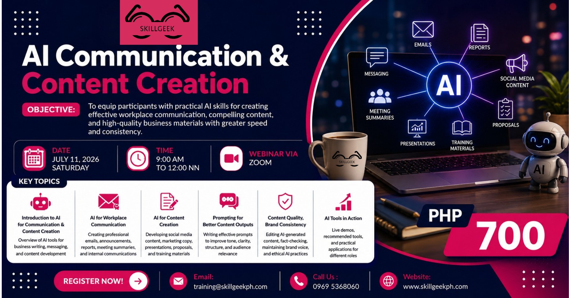 SkillGeek Facebook ad: AI Communication & Content Creation
