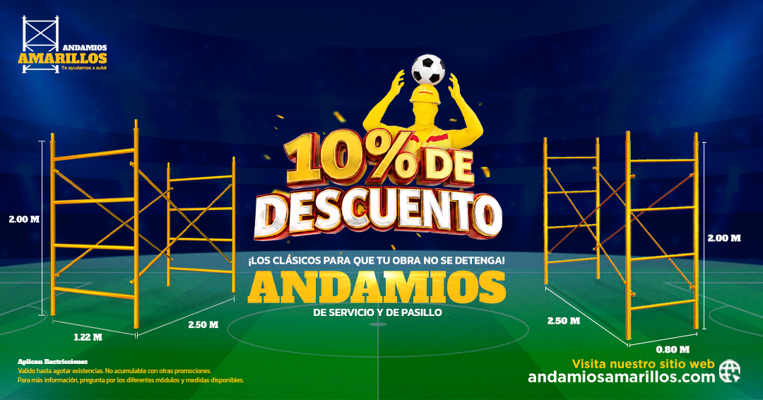 Andamios Amarillos Facebook ad: 10% de descuento