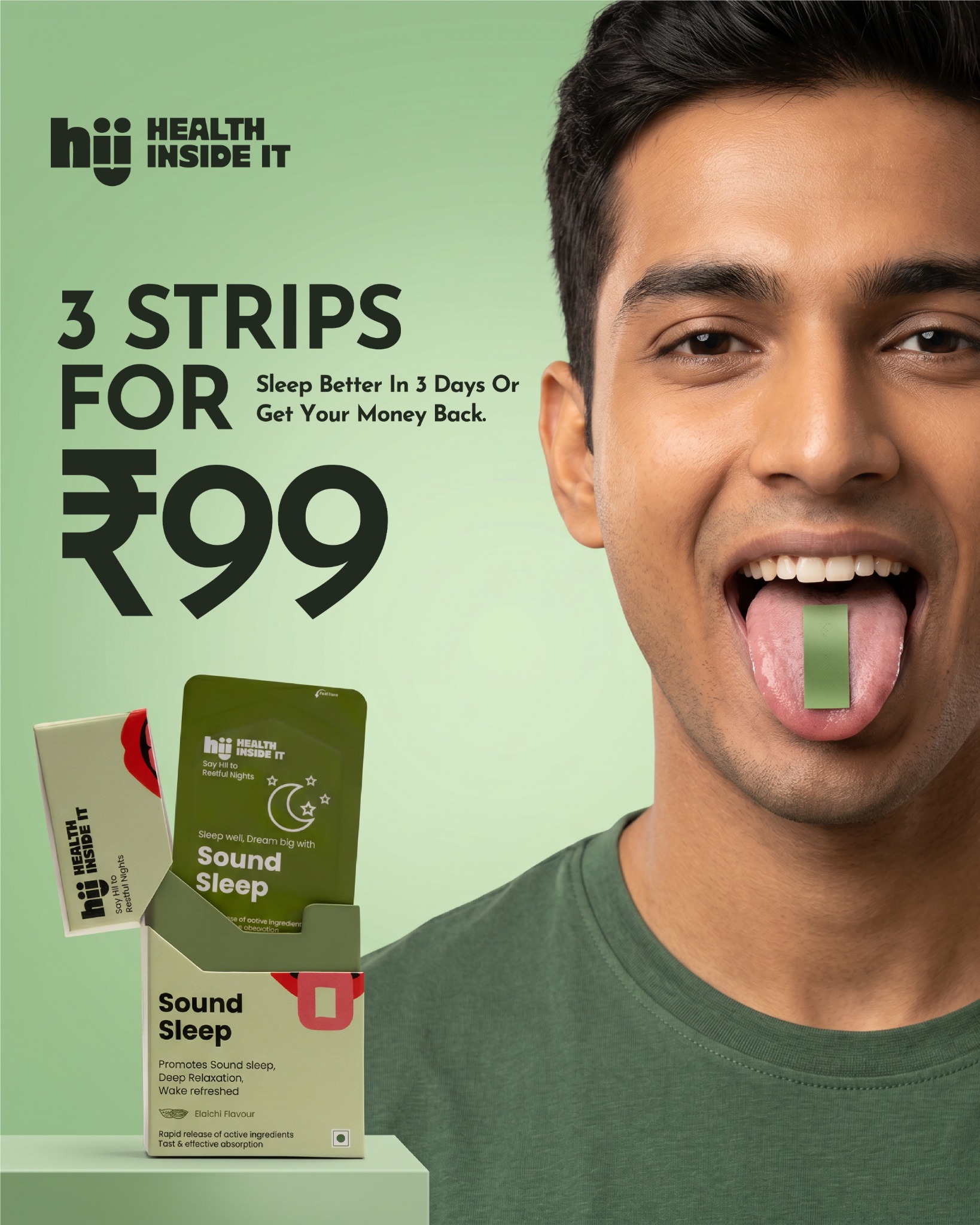 HII Health Inside It Facebook ad: 3 Strips for ₹99