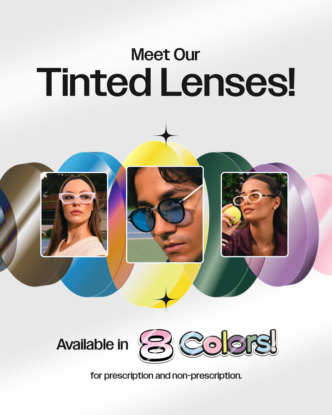 Sunset Eyewear Facebook ad: Express Your Style in Color!