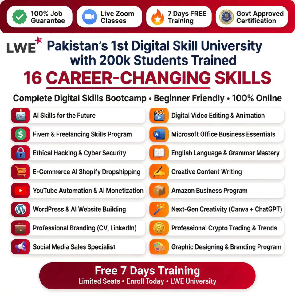 LWE Online Skills platform Facebook ad: Chat with us