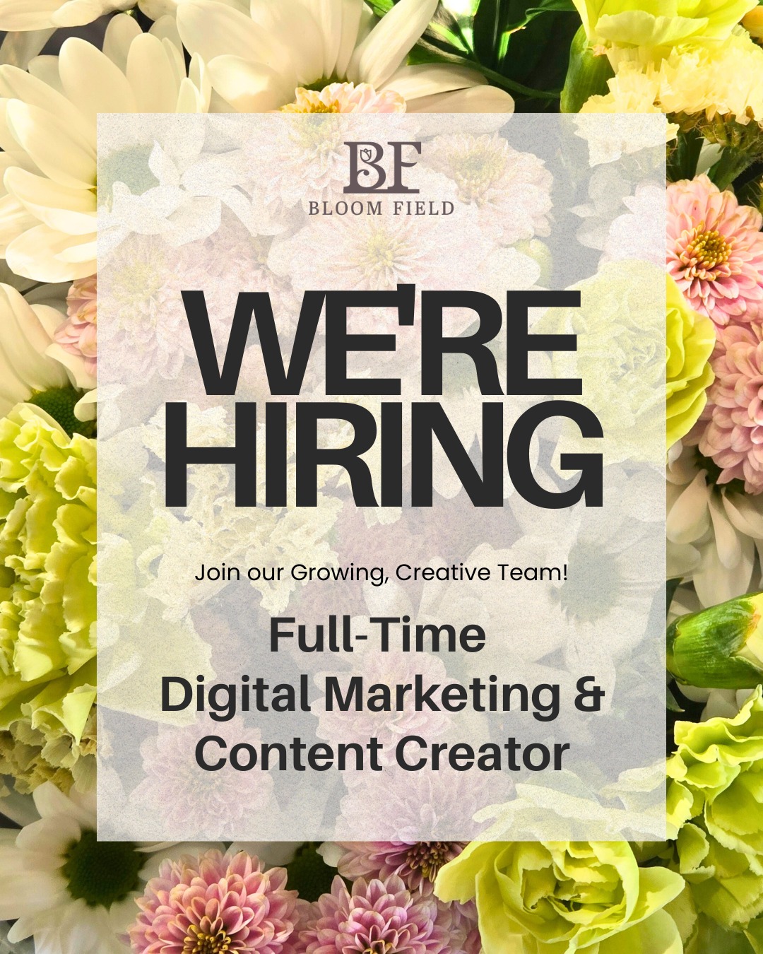 Bloom Field Floral and Garden Centre Facebook ad: WE’RE HIRING