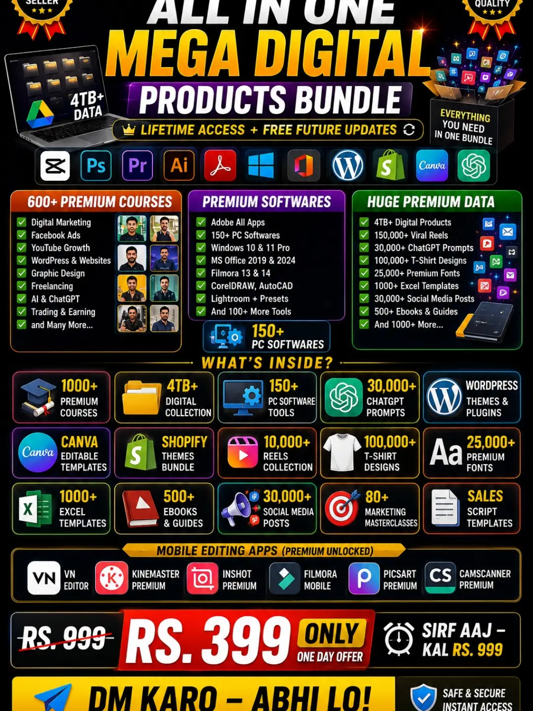Dreams Studio61 Facebook ad: ULTIMATE MEGA DIGITAL BUNDLE, JUST Rs.