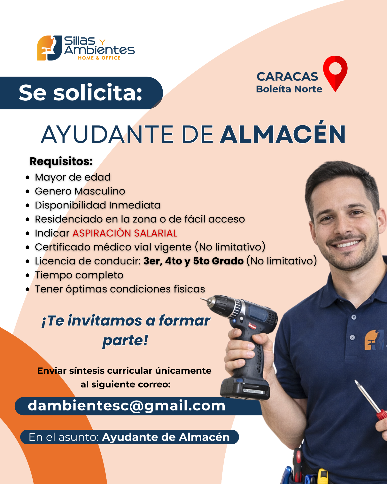 D Ambientes Home & Office Facebook ad: Oportunidad Laboral: Ayudante de Almacén