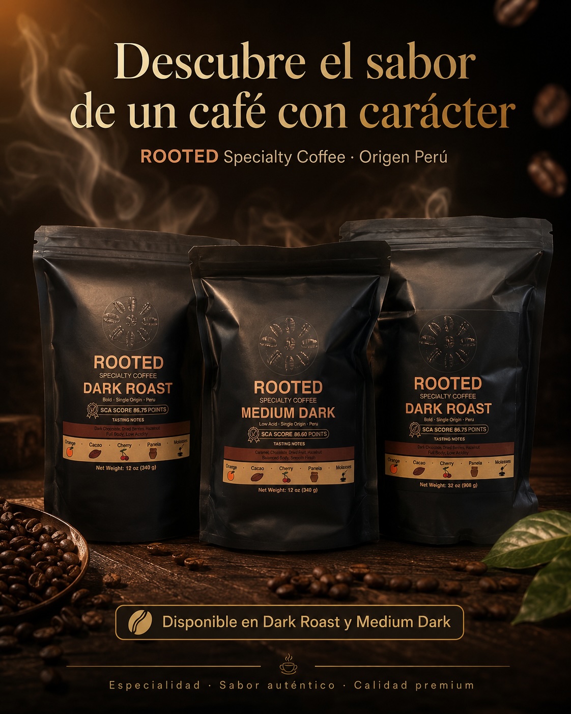 Rooted Specialty Coffee Facebook ad: Descubre el sabor de un café con carácter