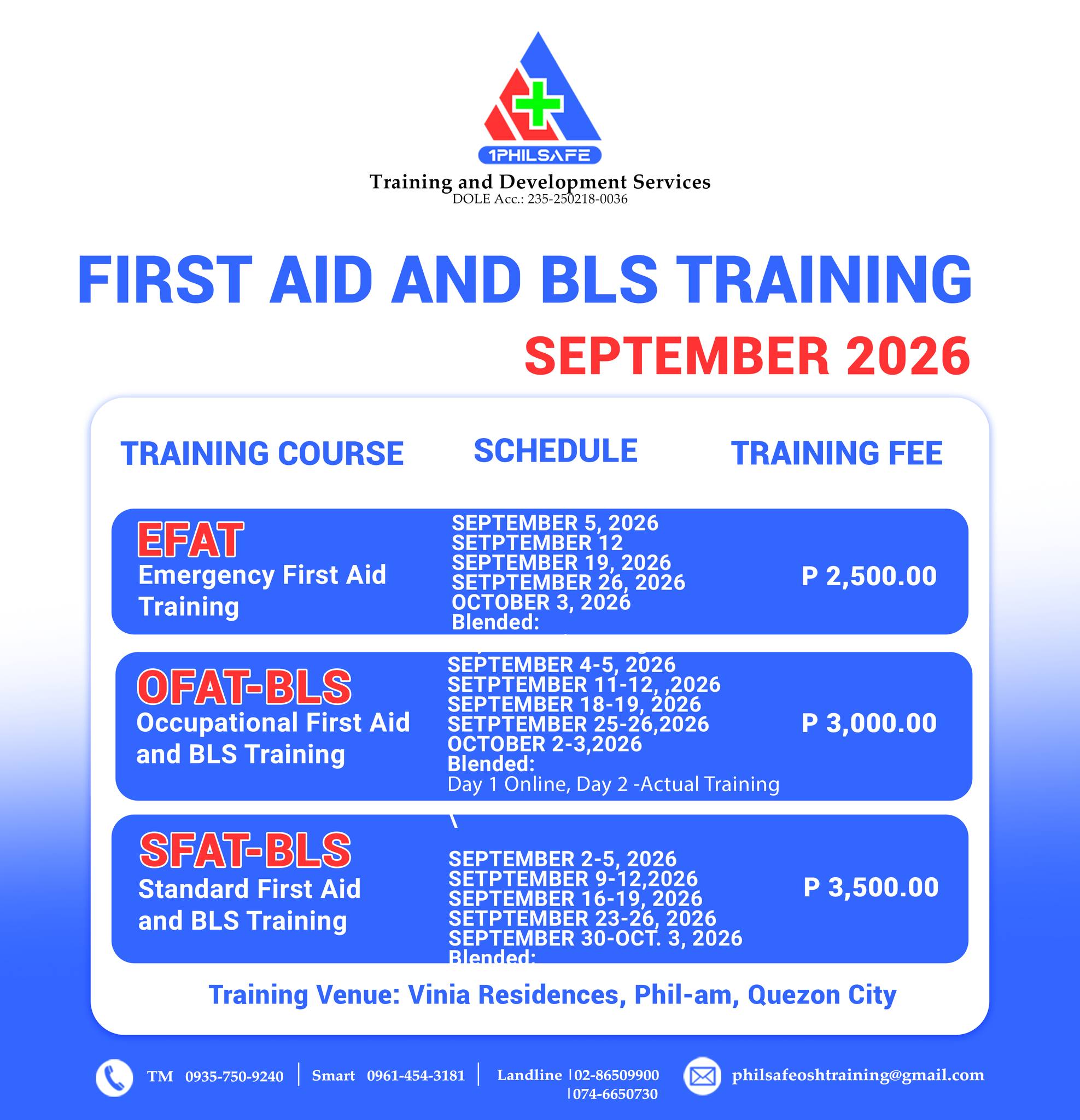 1philsafe Safety Training Center-Metro Manila Facebook ad: 𝐅𝐈𝐑𝐒𝐓 𝐀𝐈𝐃 𝐀𝐍𝐃 𝐁𝐀𝐒𝐈𝐂 𝐋𝐈𝐅𝐄…