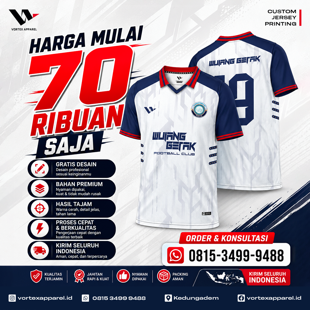 Vortex Apparel Facebook ad: Mau bikin jersey untuk tim, komunitas, sekolah, kantor…