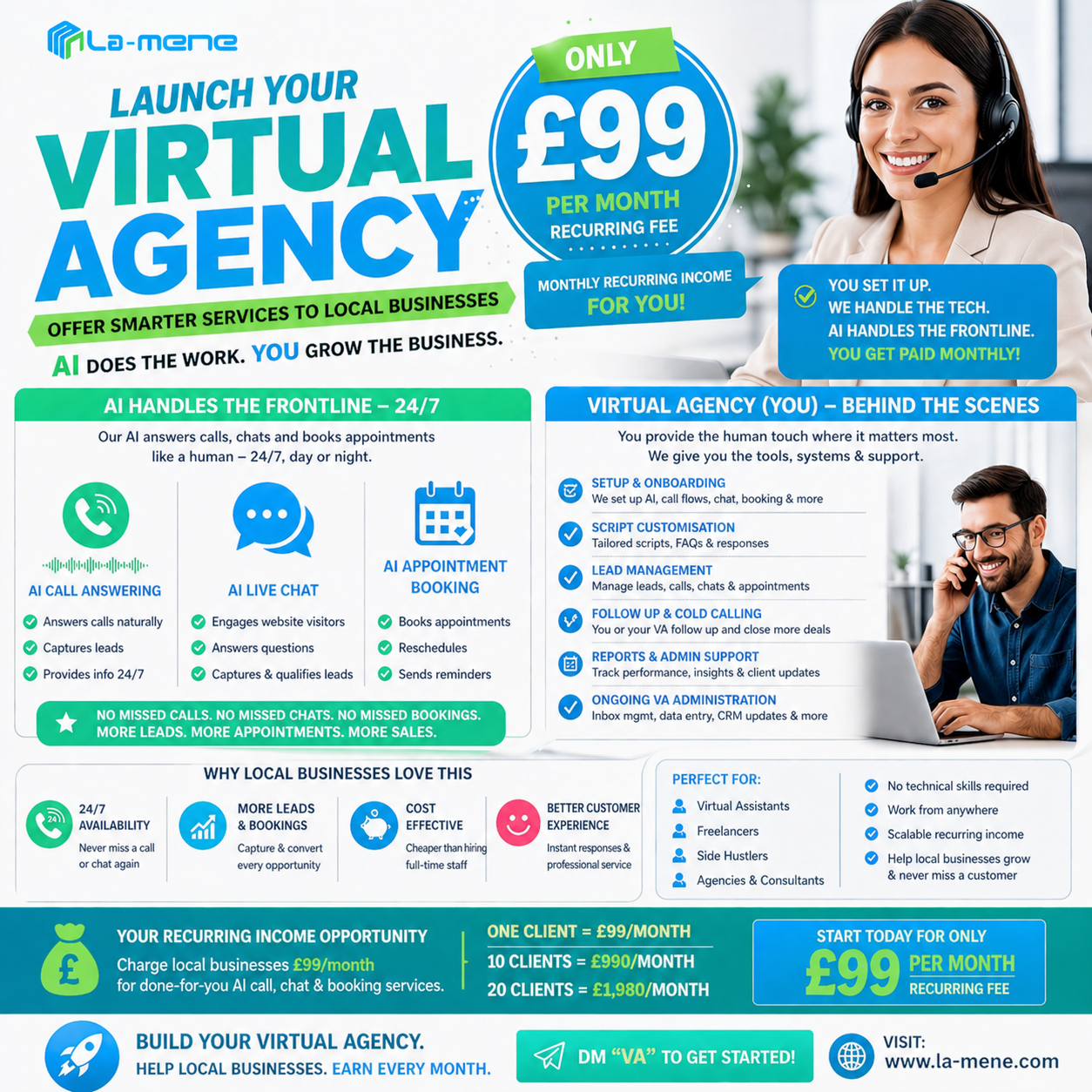 Lamene Facebook ad: Launch Your Virtual Agency @£99/month!