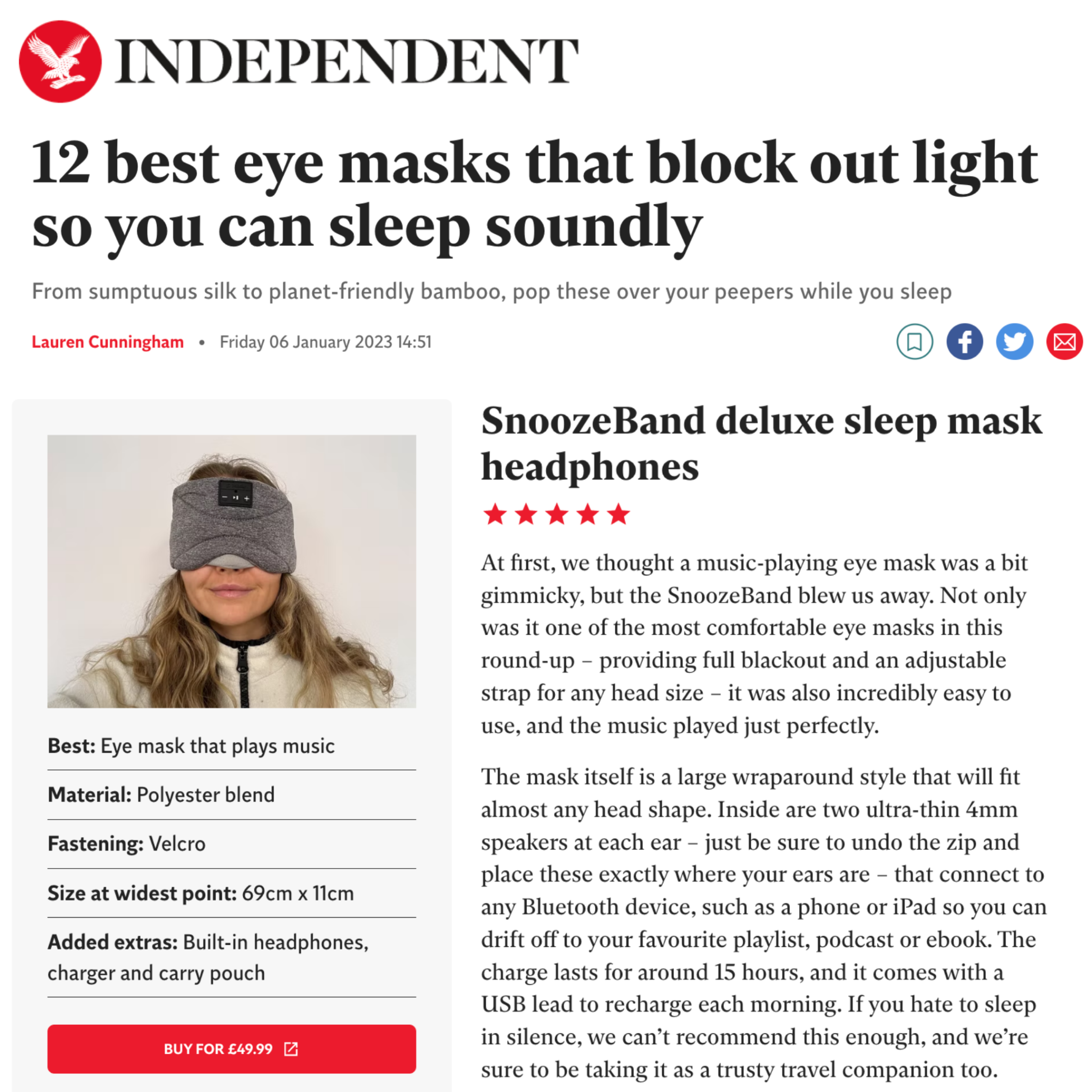 SnoozeBand Facebook ad