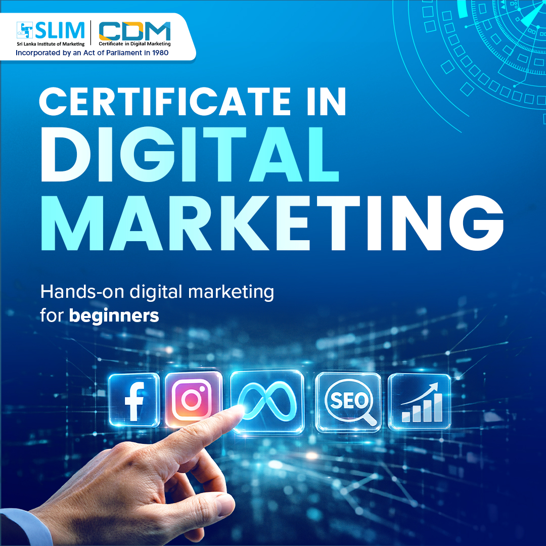 Sri Lanka Institute of Marketing (SLIM) Facebook ad: From Learning to Leading in Digital Marketing!