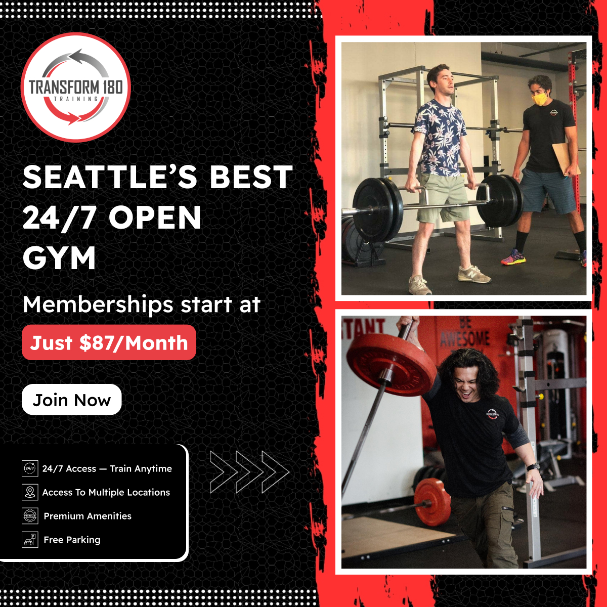 Transform 180: Gym, Community, Results Facebook ad