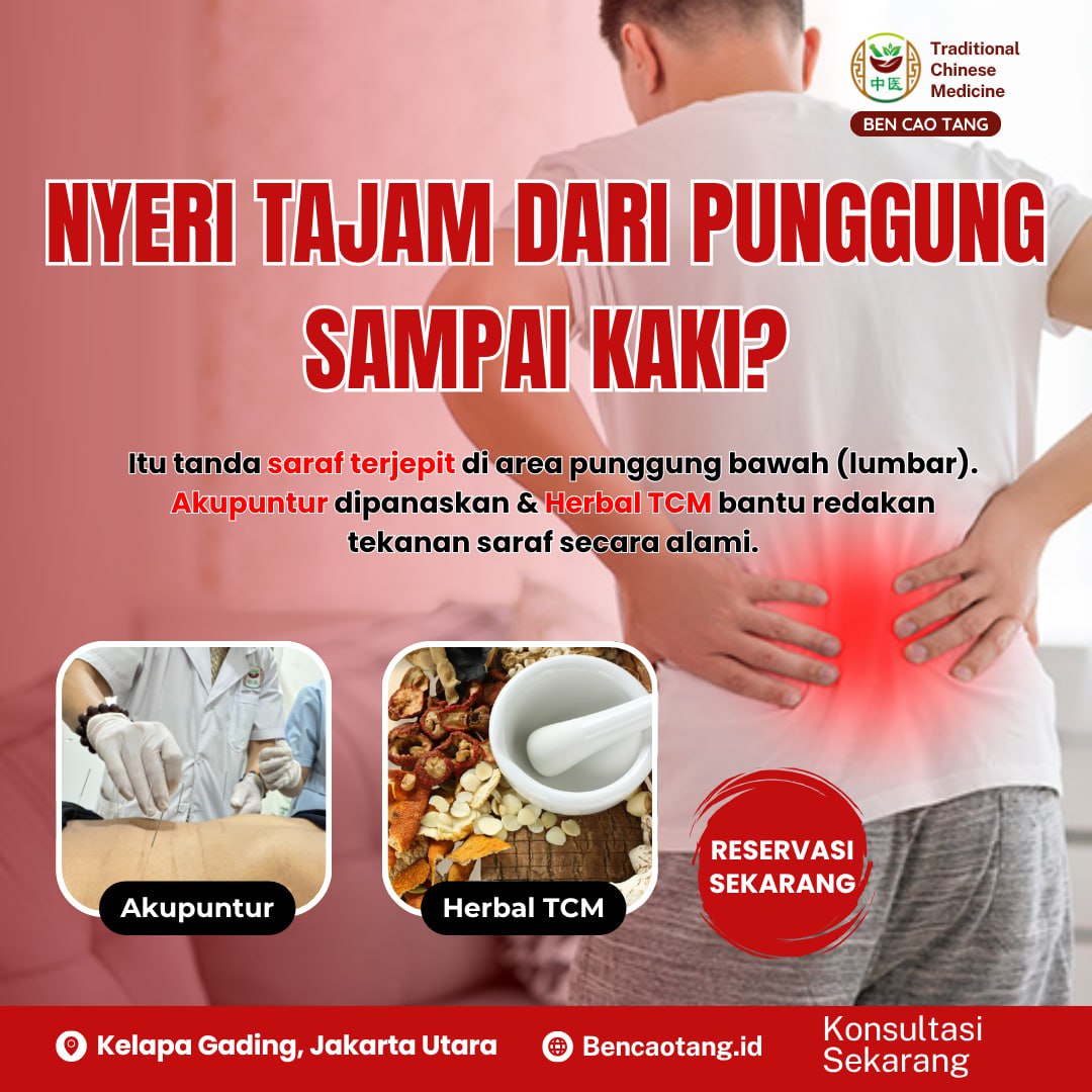Ben Cao Tang - Griya Sehat & Herbal TCM Facebook ad: Saraf Kejepit? Atasi dengan Akupuntur & Herbal TCM!