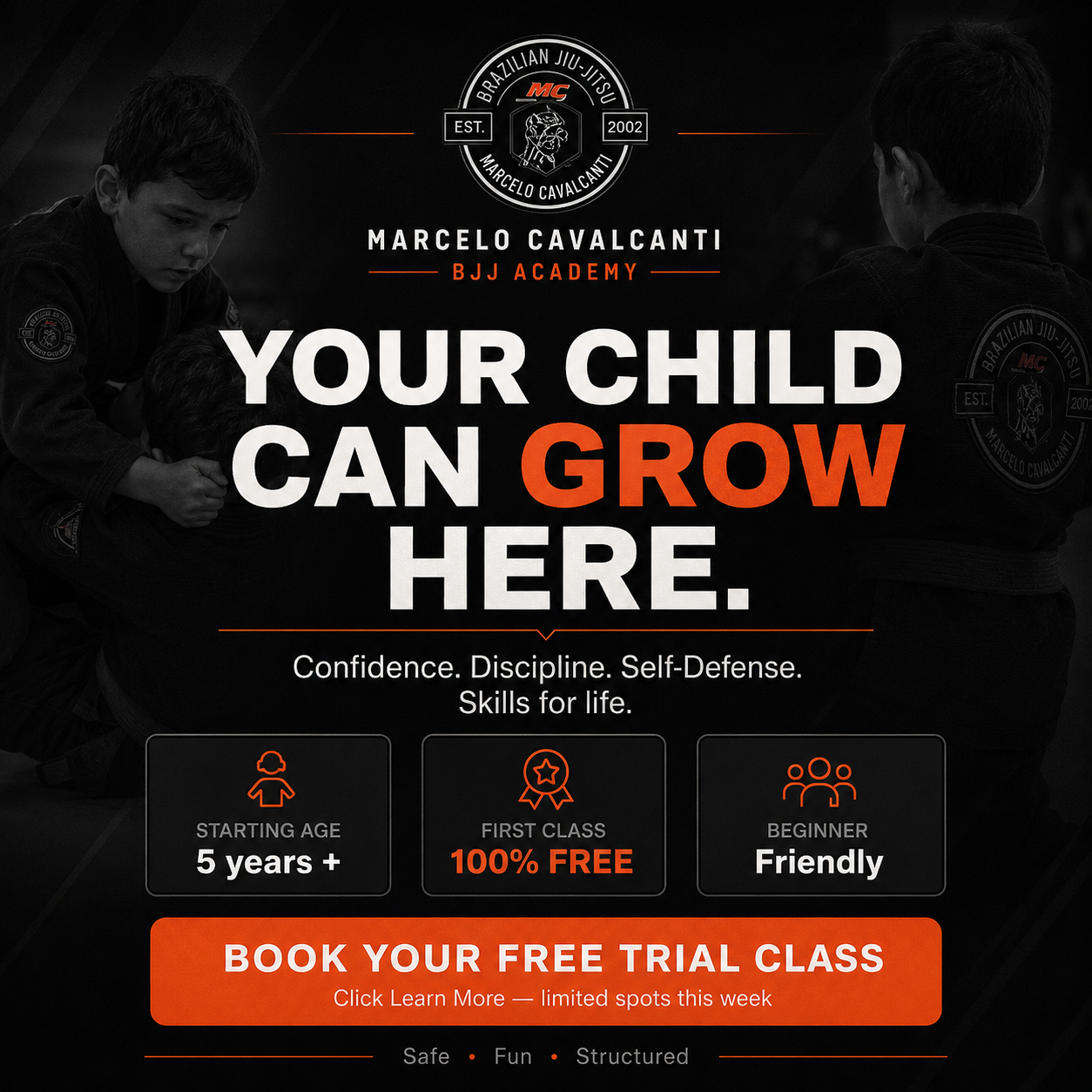 Marcelo Cavalcanti Brazilian Jiu Jitsu Academy Facebook ad: BOOK MY FREE TRIAL CLASS >>