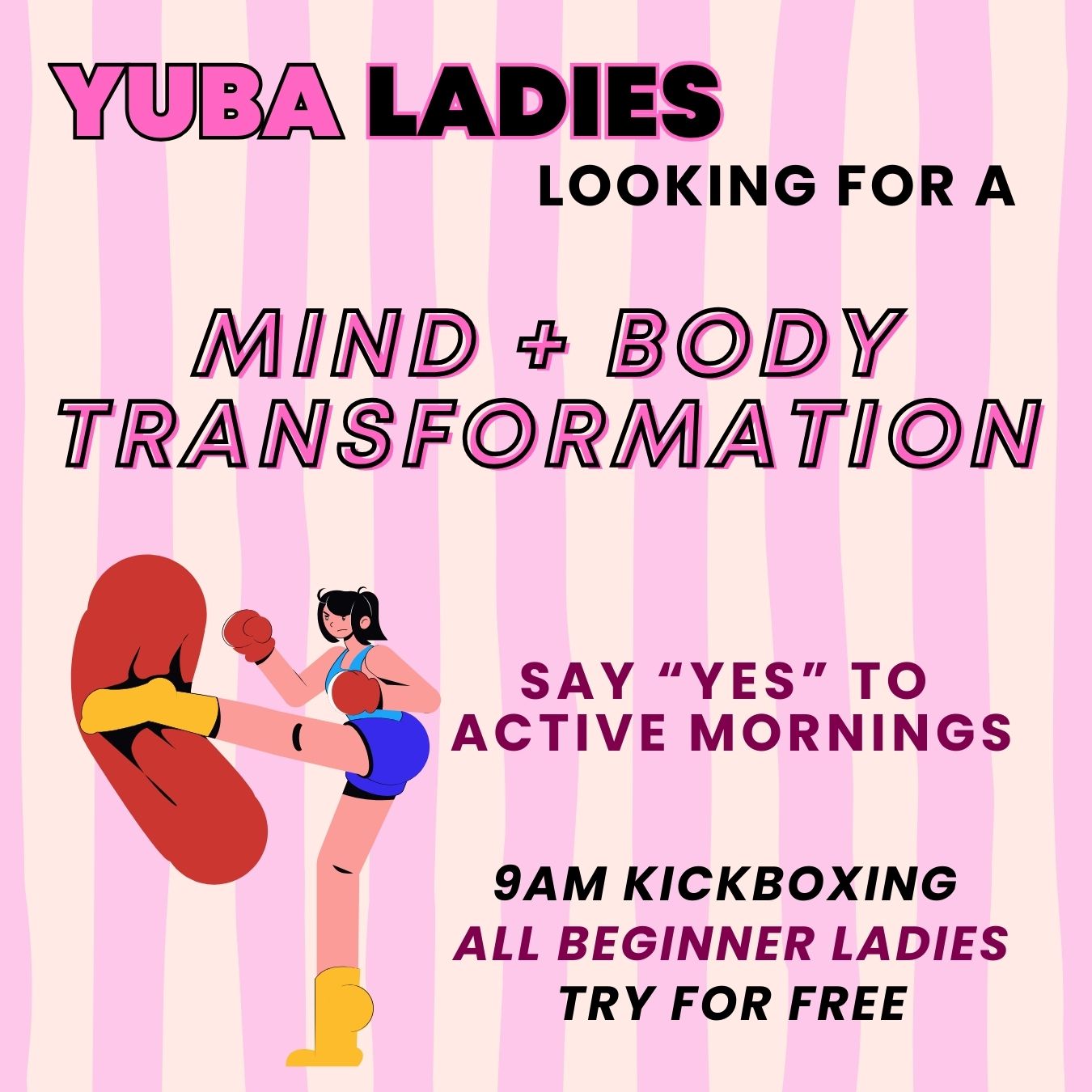 Yuba City Fitness Kickboxing Facebook ad: FUN Fitness For Femmes Only